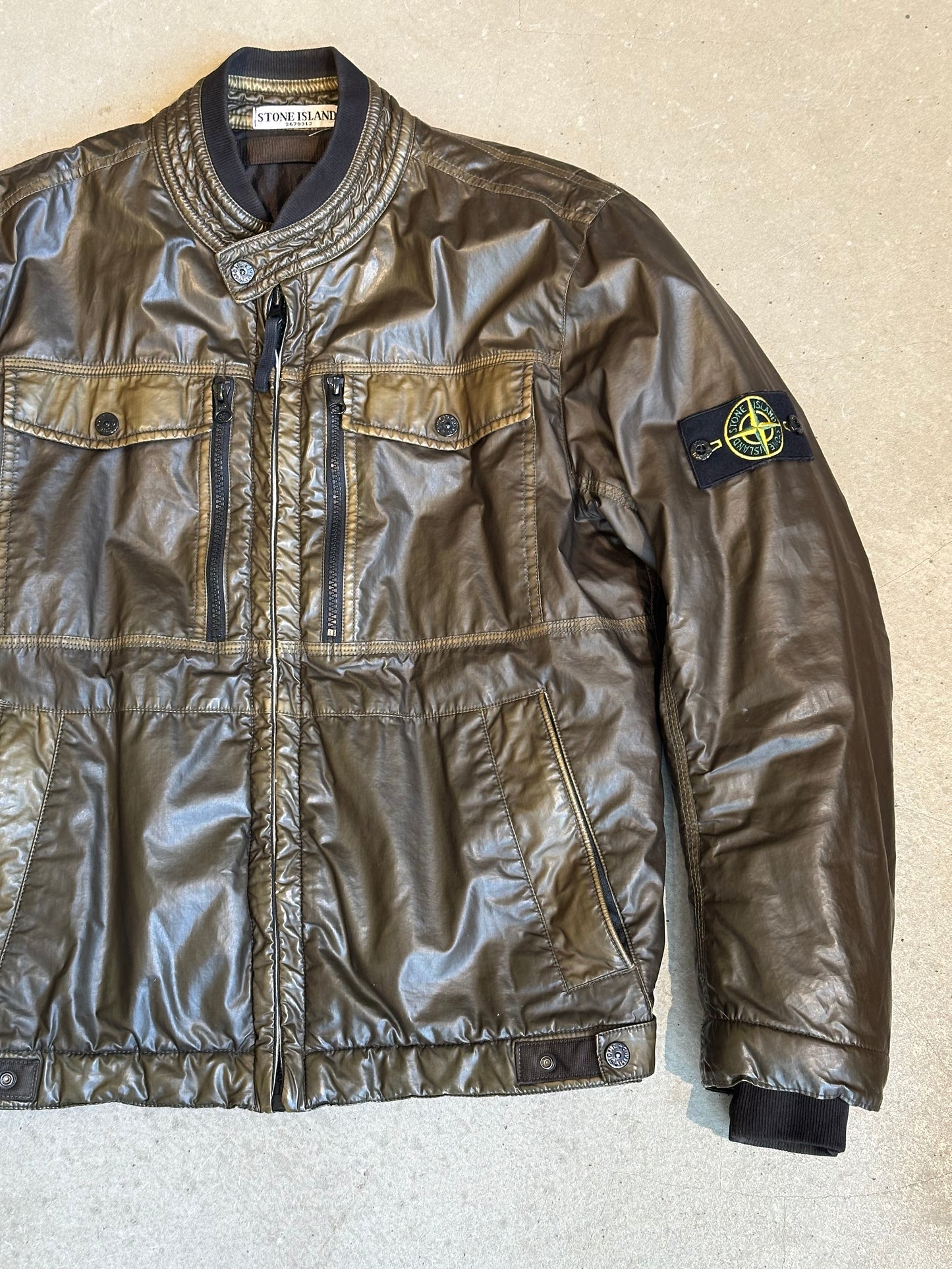 Stone Island Mussola Gommata Olive Jacket Size L (fit M)