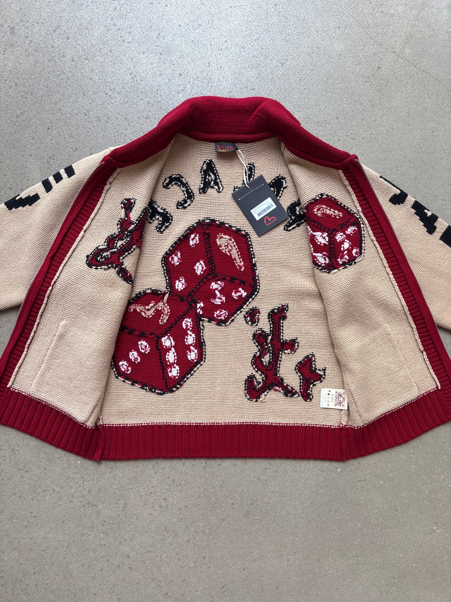 Palace x Evisu Dice Cowichan Knit Cream