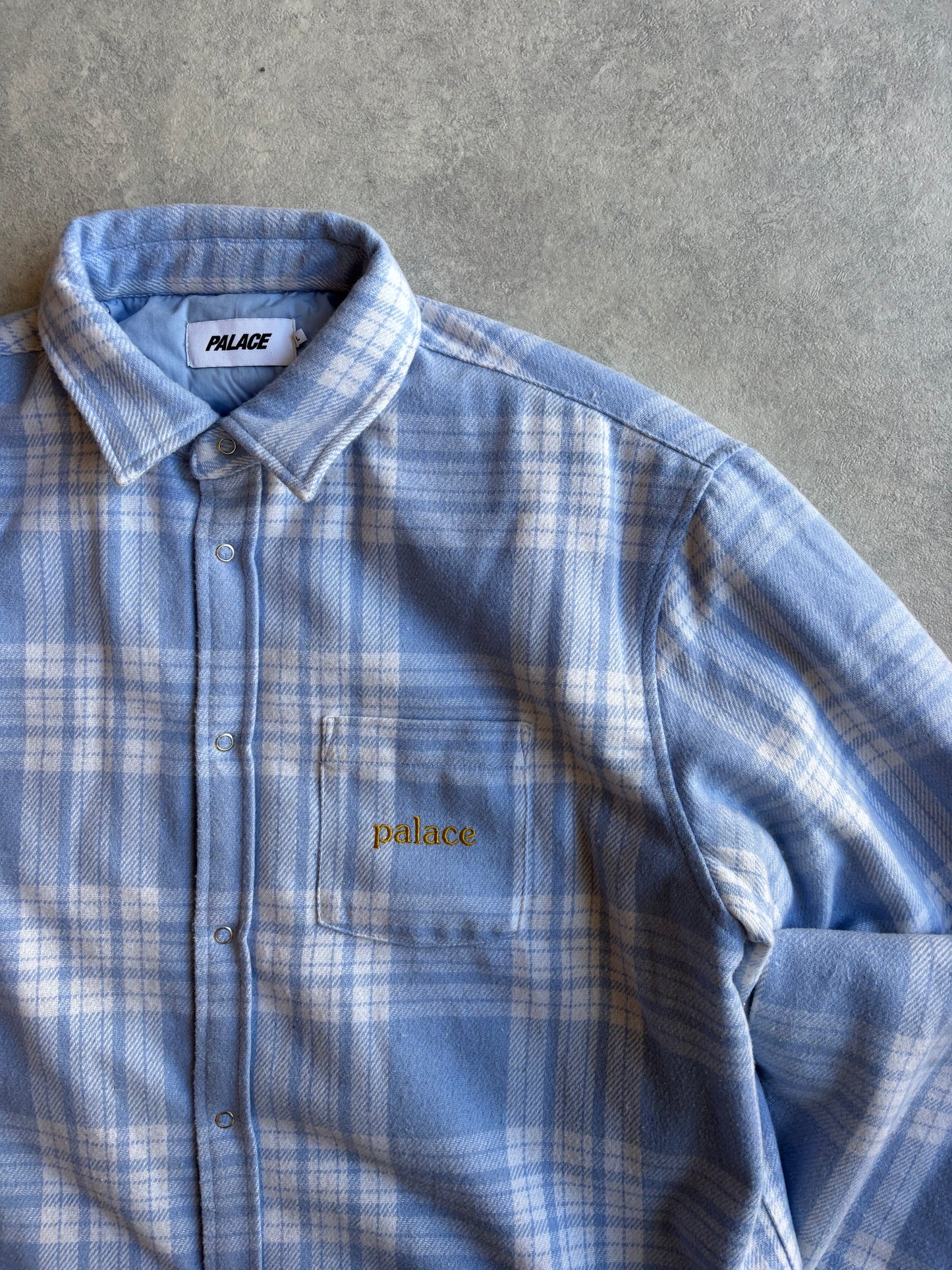 Palace Check Insulated Shirt Lichtblauw Maat XL