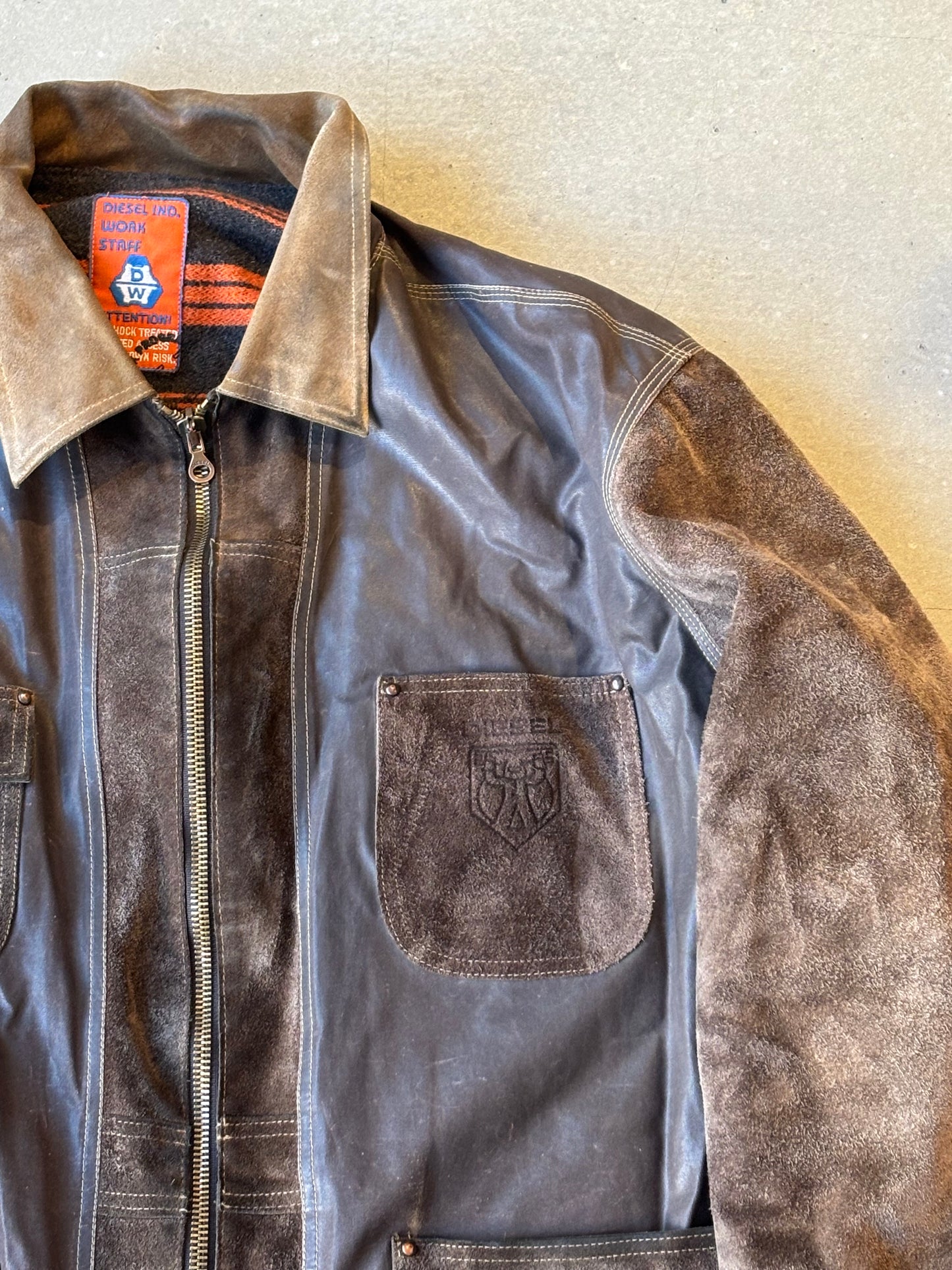 Diesel Suede Leather Jacket Brown XL