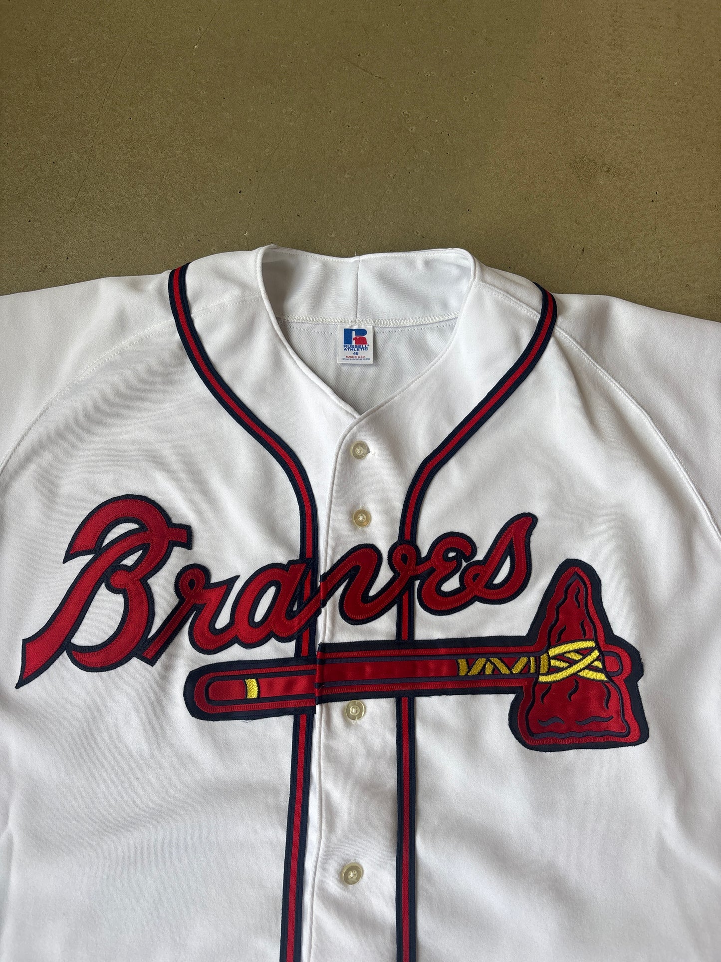 Vintage 90s MLB Russell Athletic Atlanta Braves White 48