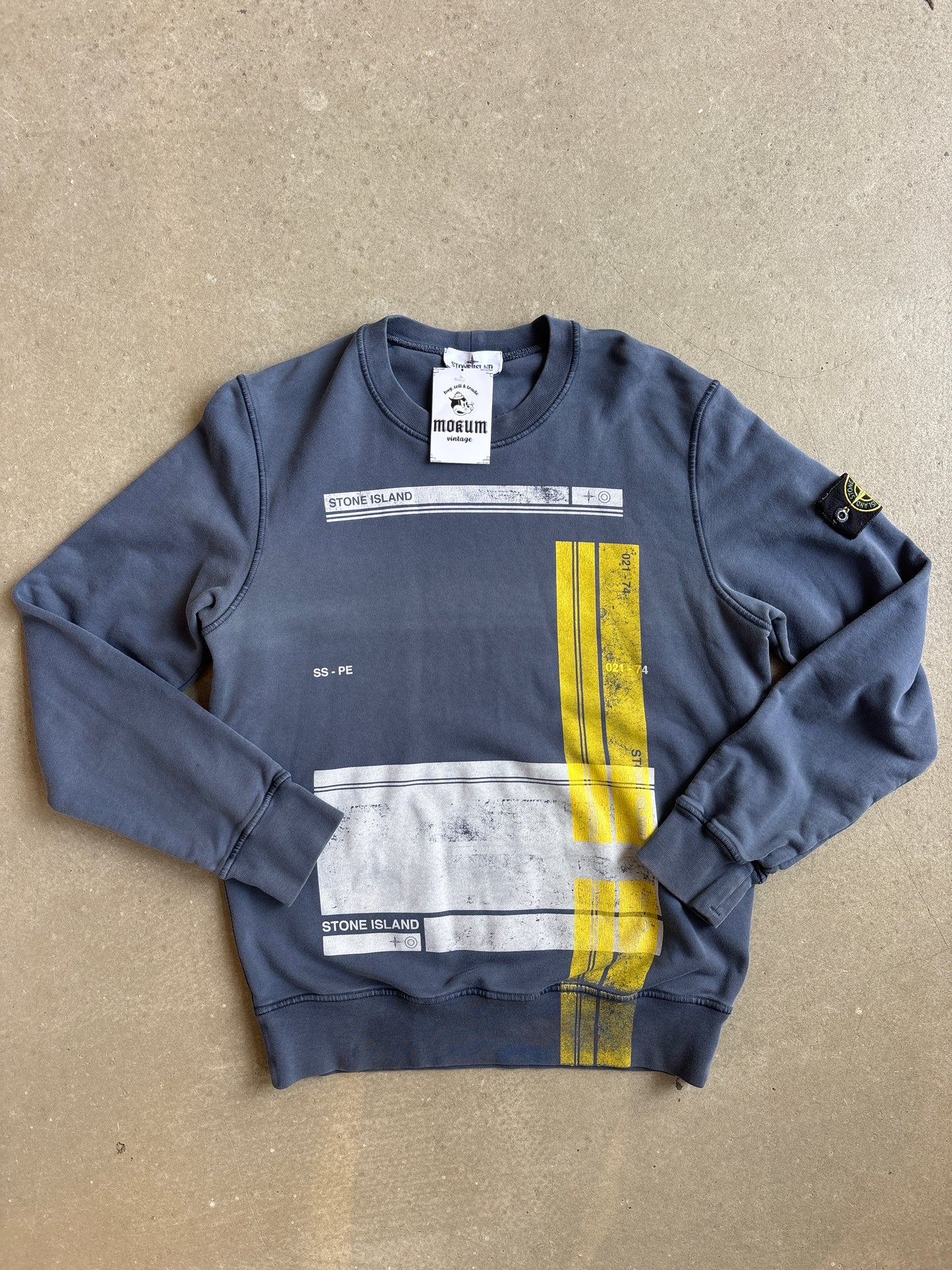 Stone Island Sugar Paper Print Crewneck Blue M