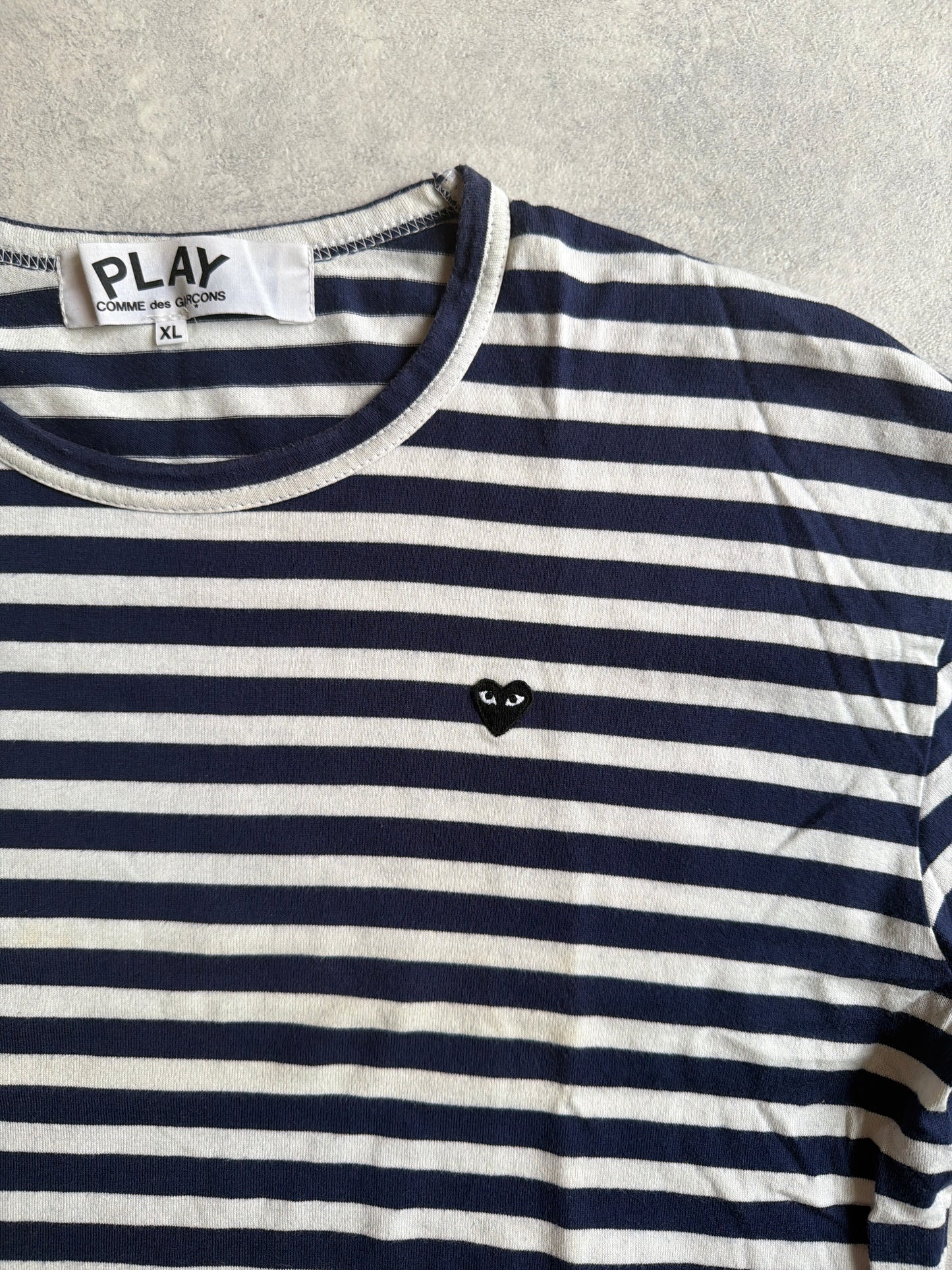 Comme Des Garçons Play Stripes Shirt Navy mini logo Size XL