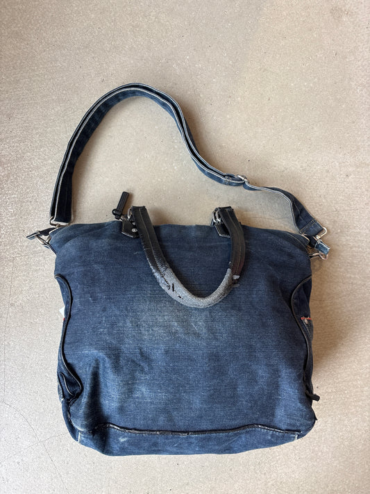 Evisu Denim Pony Hair Sling Bag