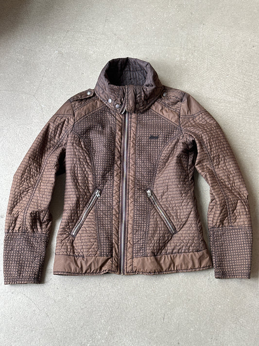 Diesel Quilted Biker Jacket Brown Medium