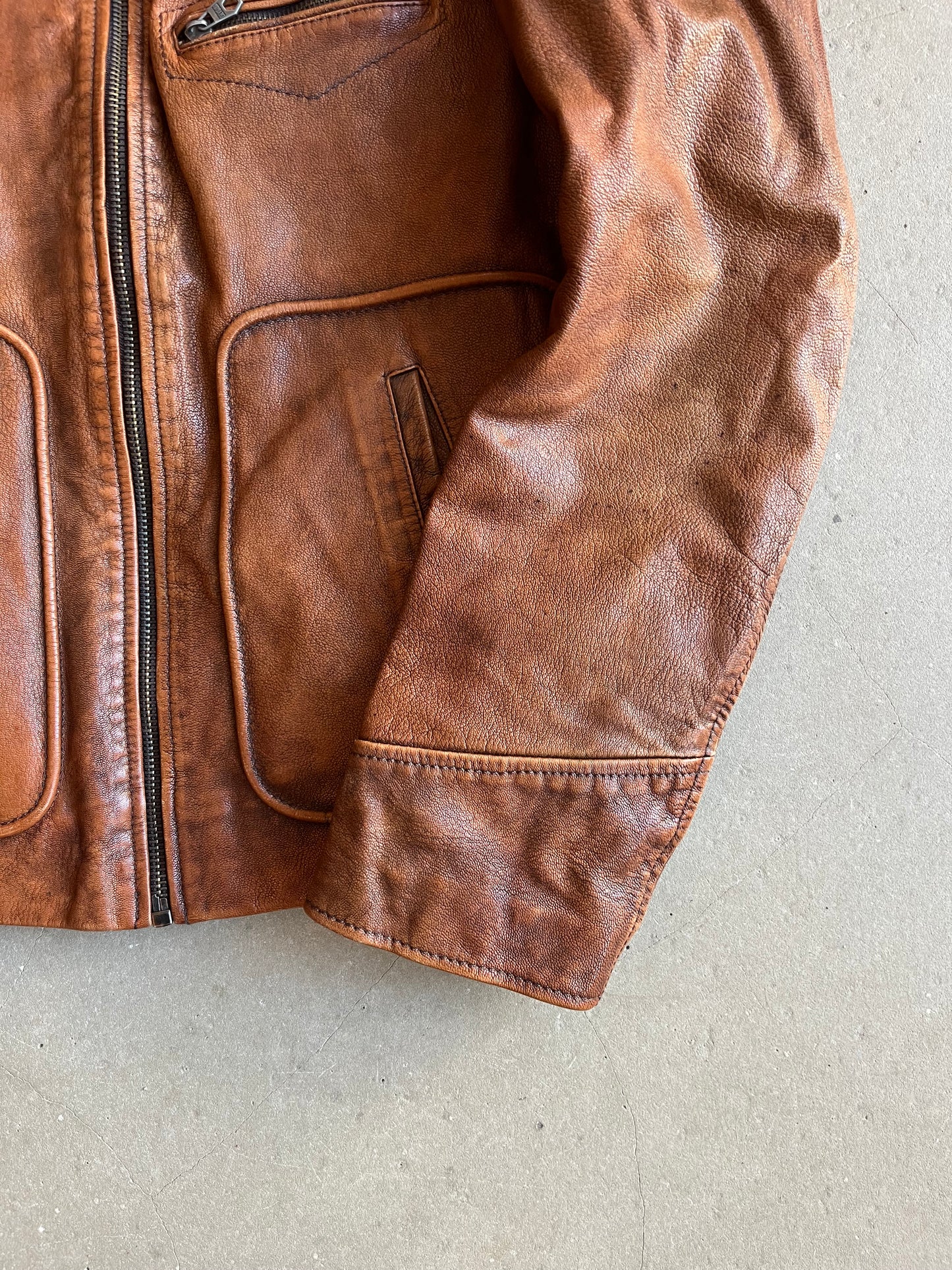 Chevignon Brown Leather Jacket Large