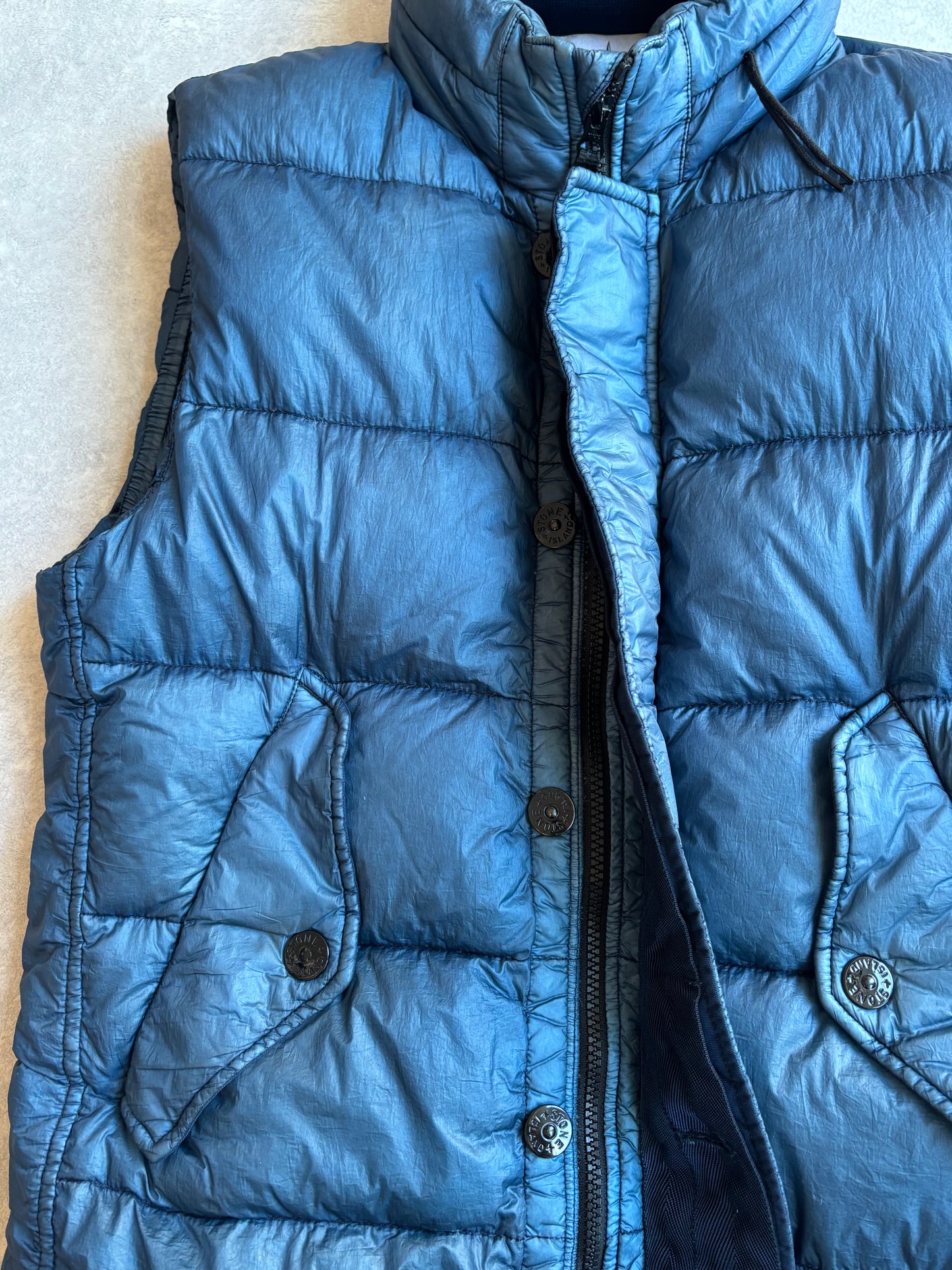 Stone Island Garment Dyed Bodywarmer Crinkle Blue M