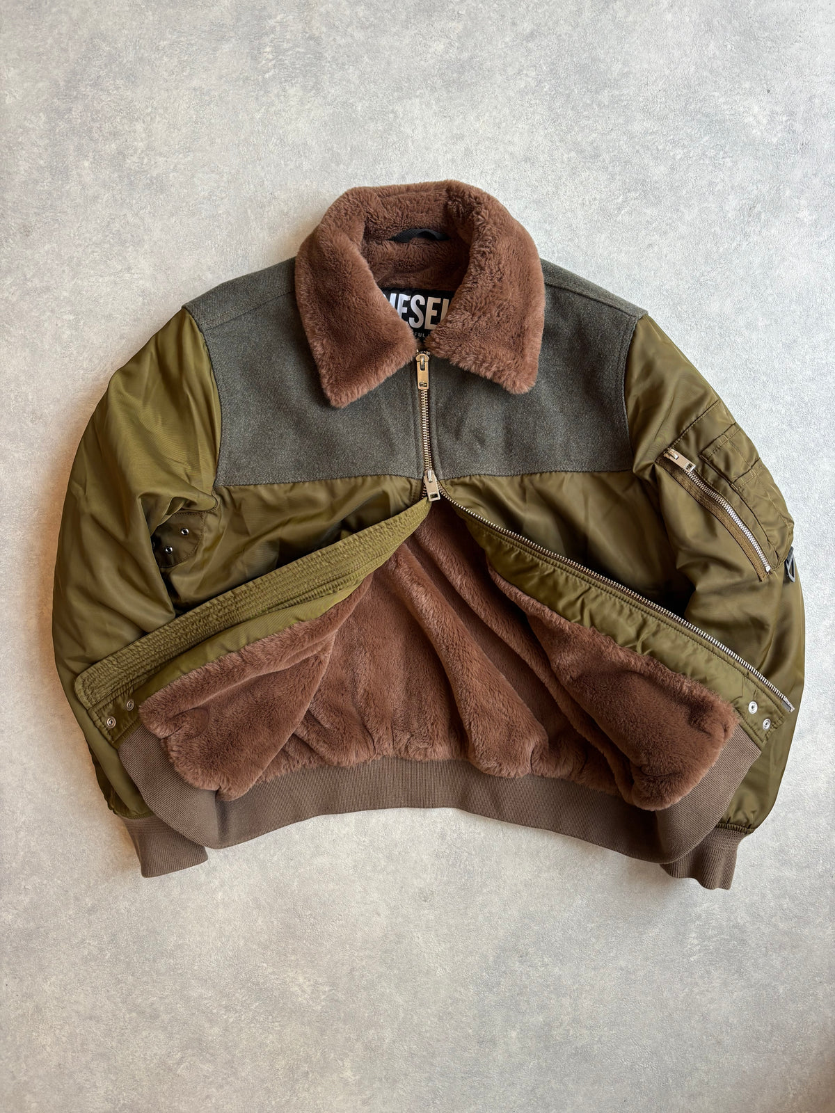 Diesel W-Louis Aviator Bomber Jacket Green XL