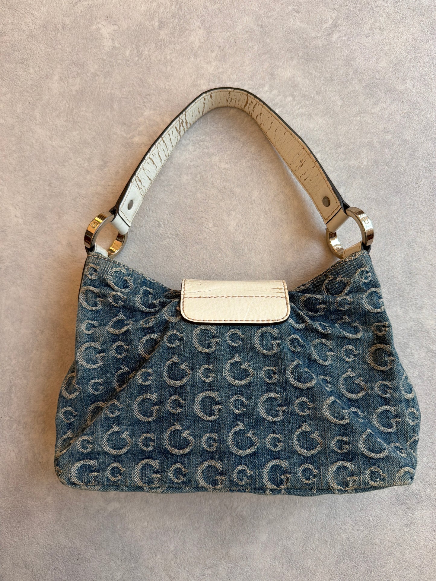 Guess Monogram Blue Denim Bag