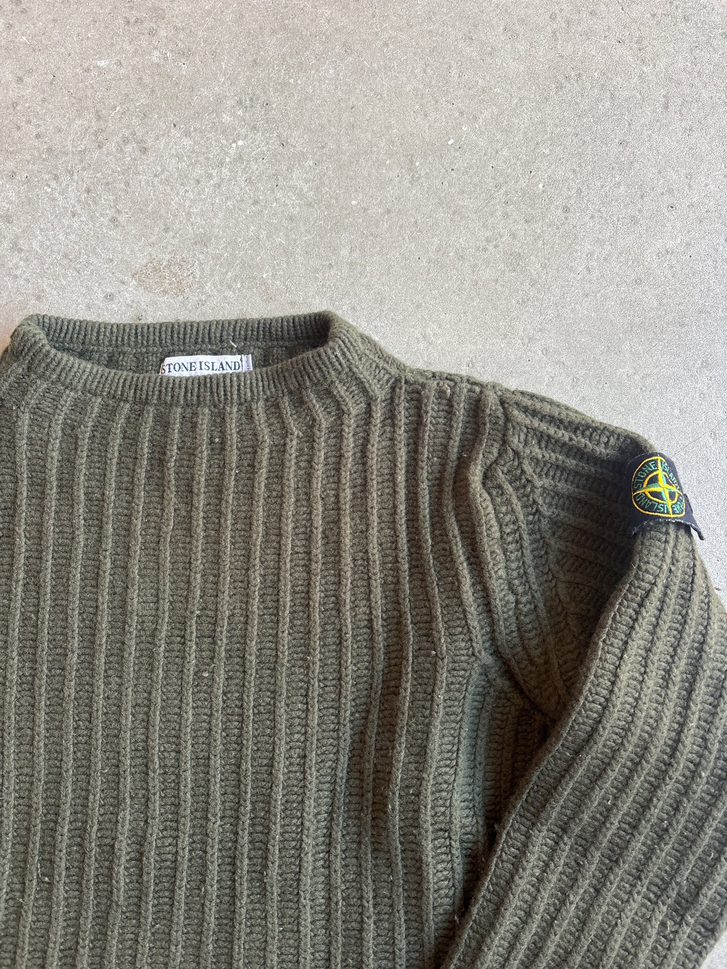 Vintage Stone Island Heavy Knit Sweater Green Large (Fit S)