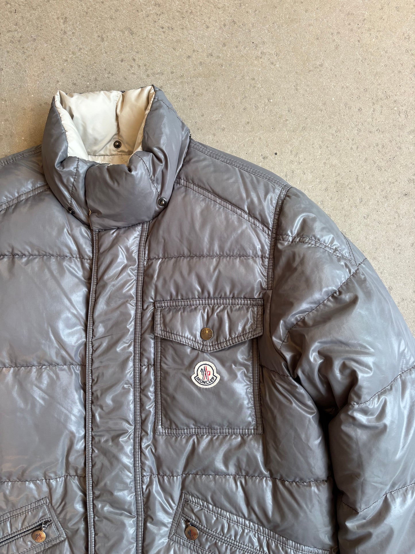 Moncler Down Jacket Double Sided Grey/Beige Size 4