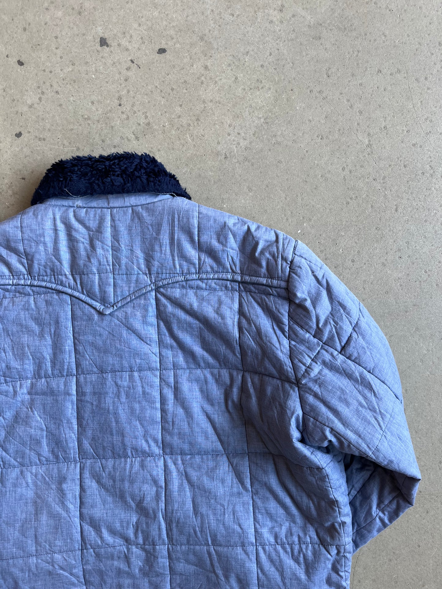 Vintage Checkered Workwear Jacket Blue XL