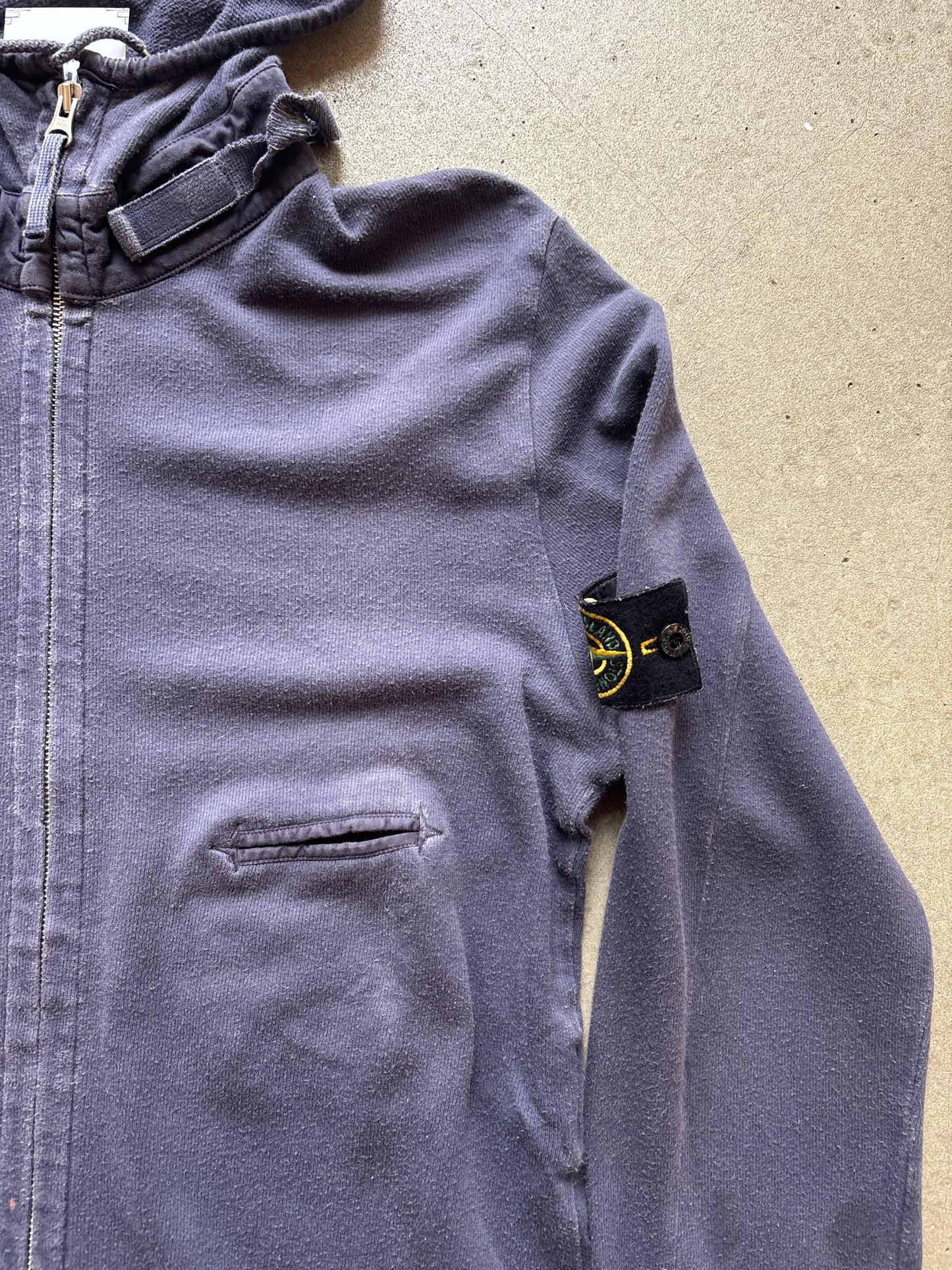 Stone Island Zip Up Pocket Hoodie Navy M