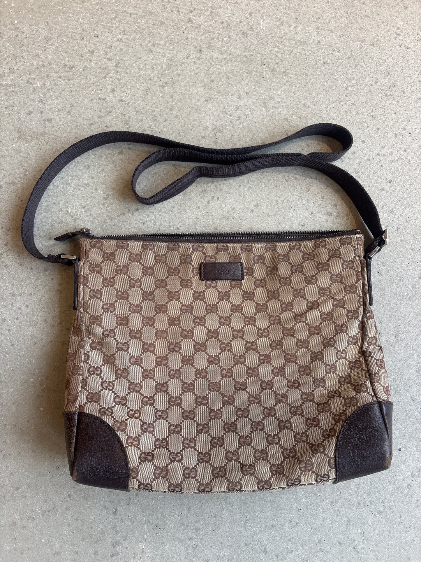 Gucci GG Monogram Messenger Bag Brown