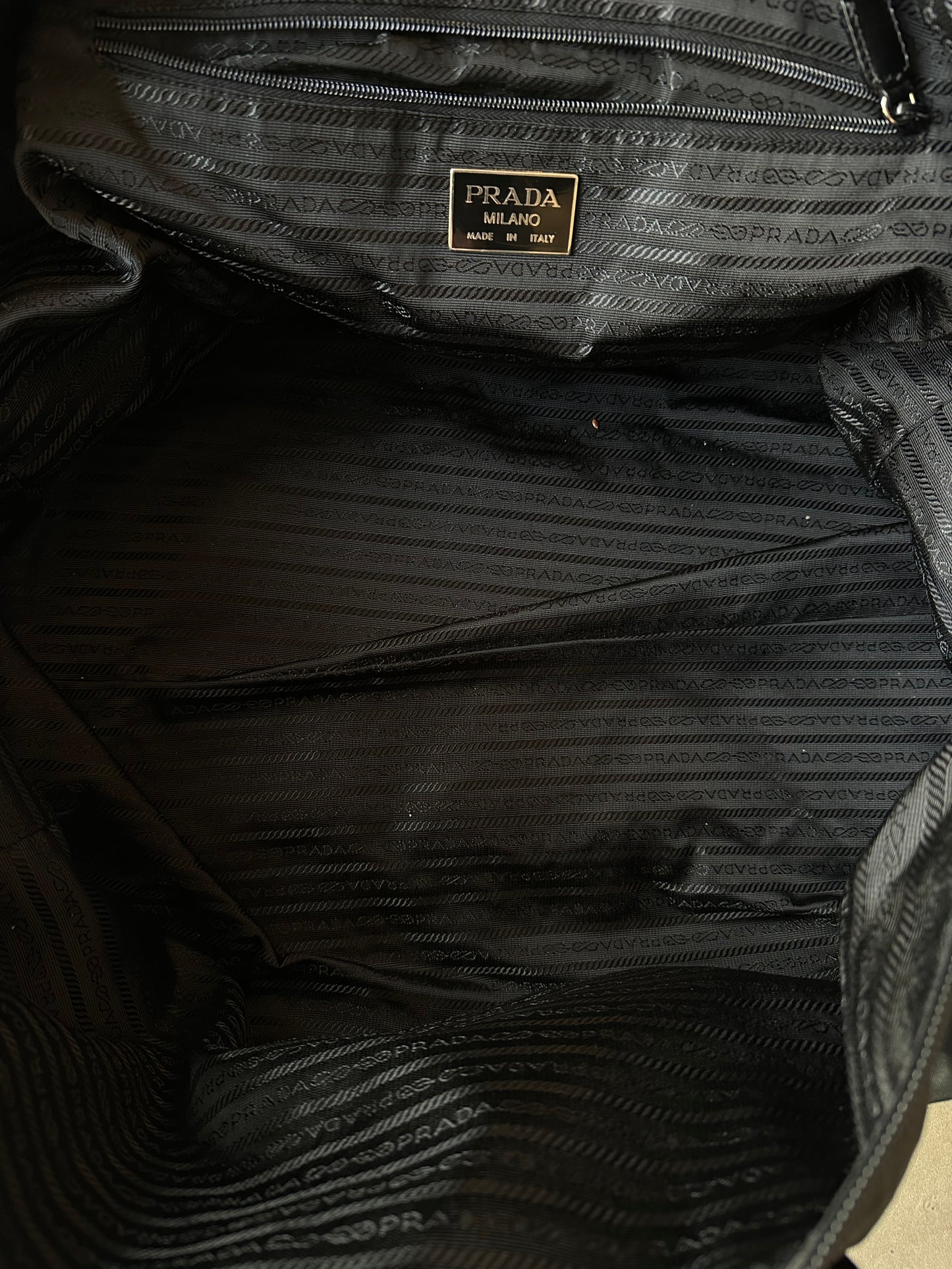 Prada Black Nylon and Leather Duffle Bag Black