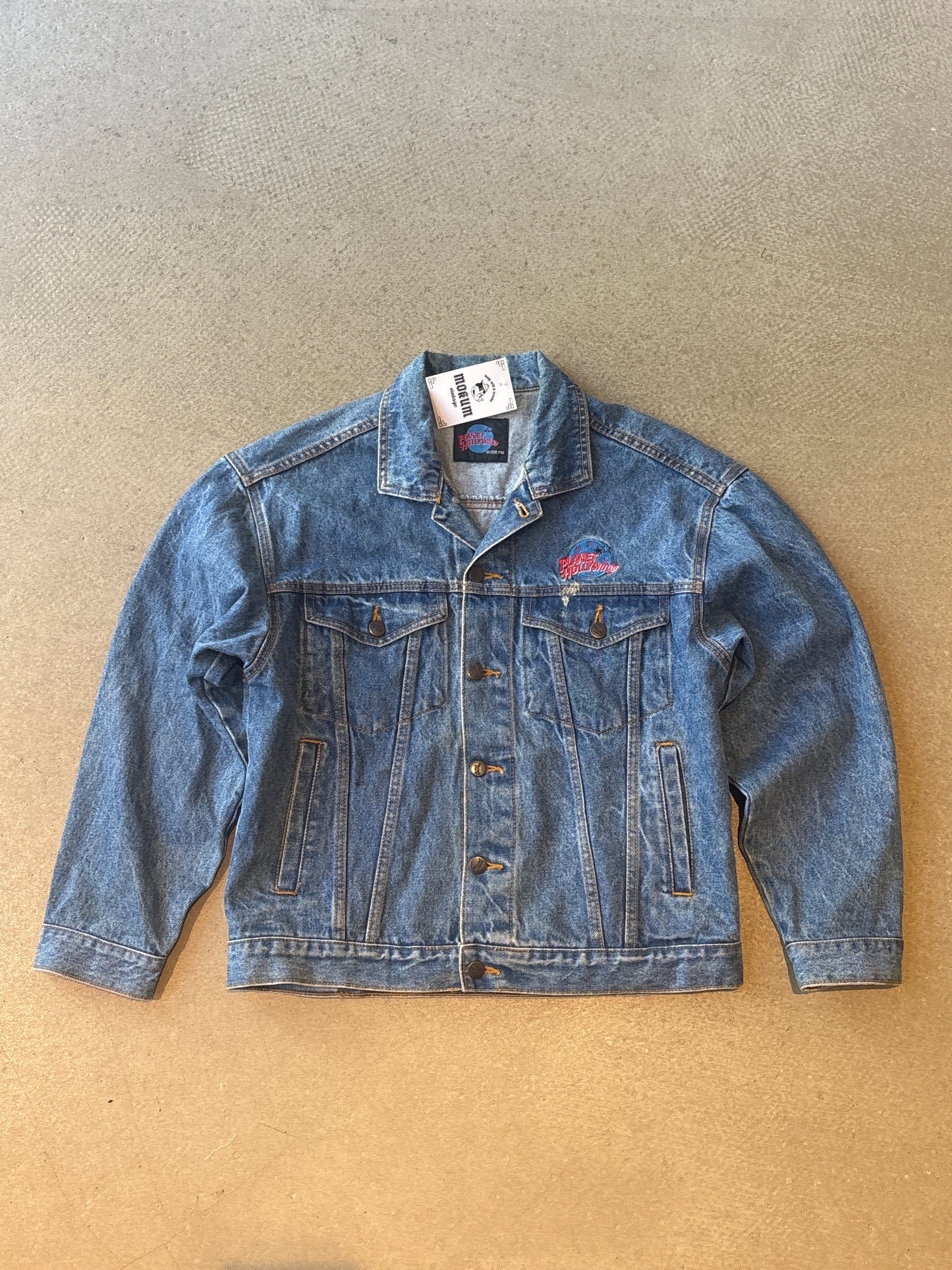 Vintage Planet Hollywood Maui Embroidered Denim Jacket Blue S