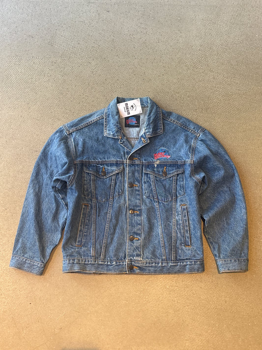 Vintage Planet Hollywood Maui Embroidered Denim Jacket Blue S