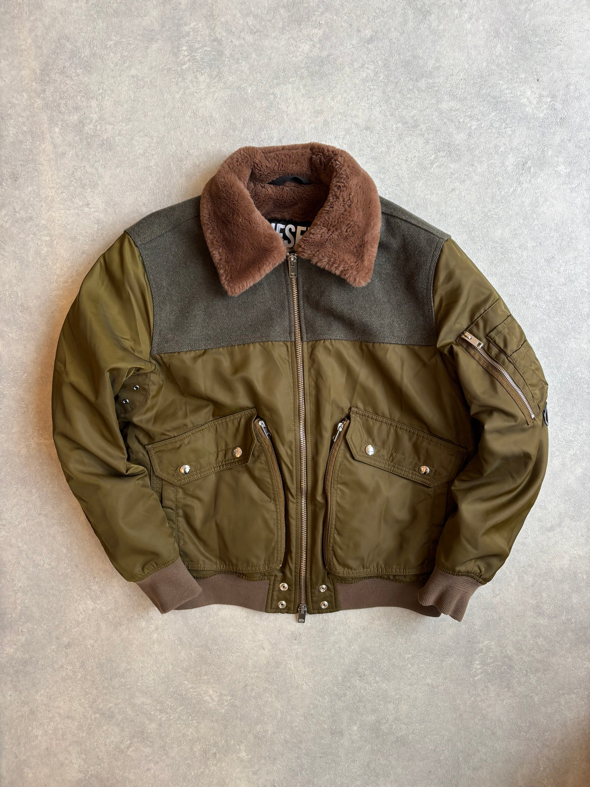 Diesel W-Louis Aviator Bomber Jacket Green XL