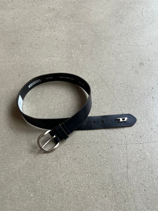 Diesel Split Leather D Belt Black