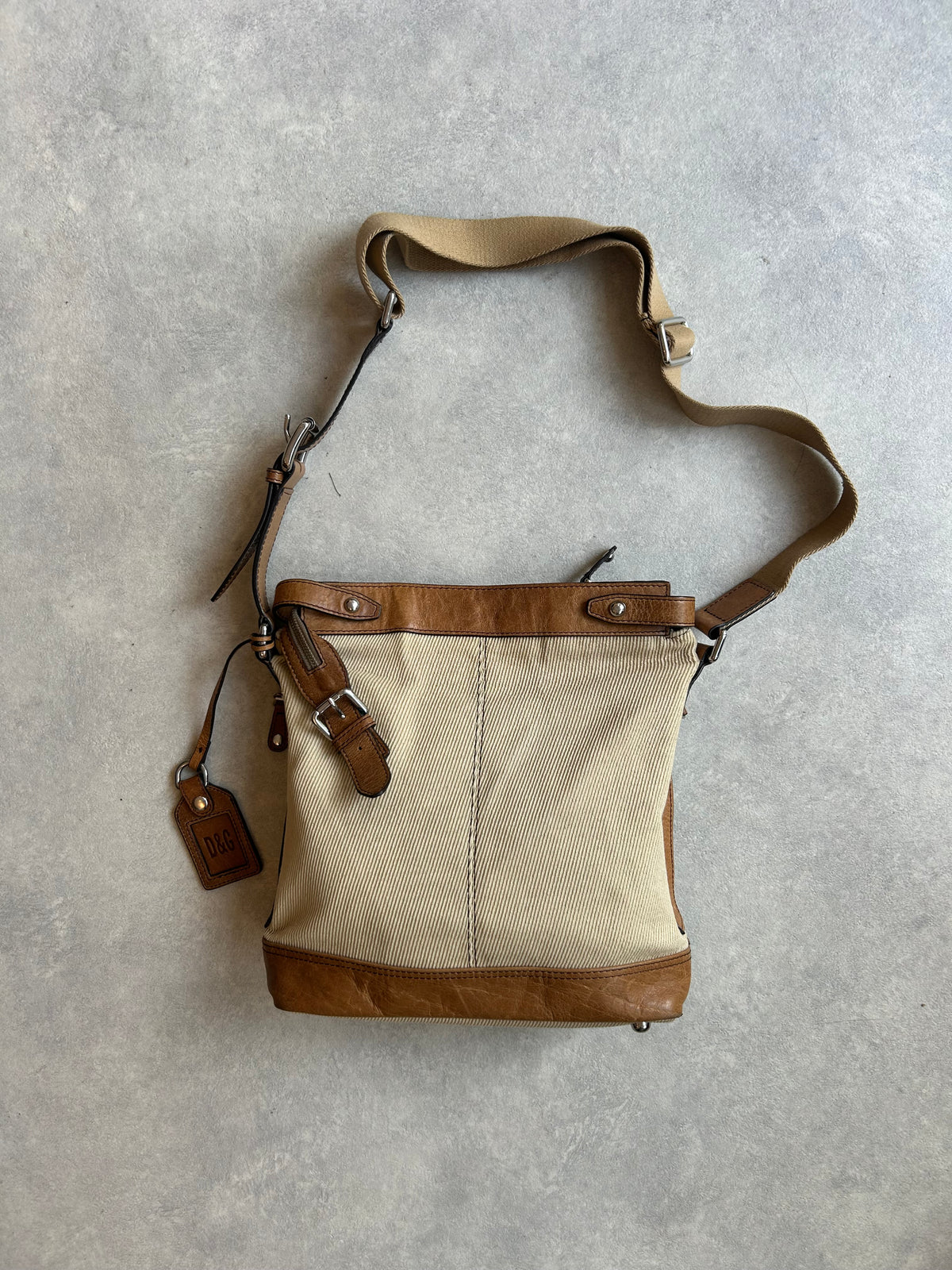 Dolce & Gabbana Corduroy Belt Cross Body Bag Brown