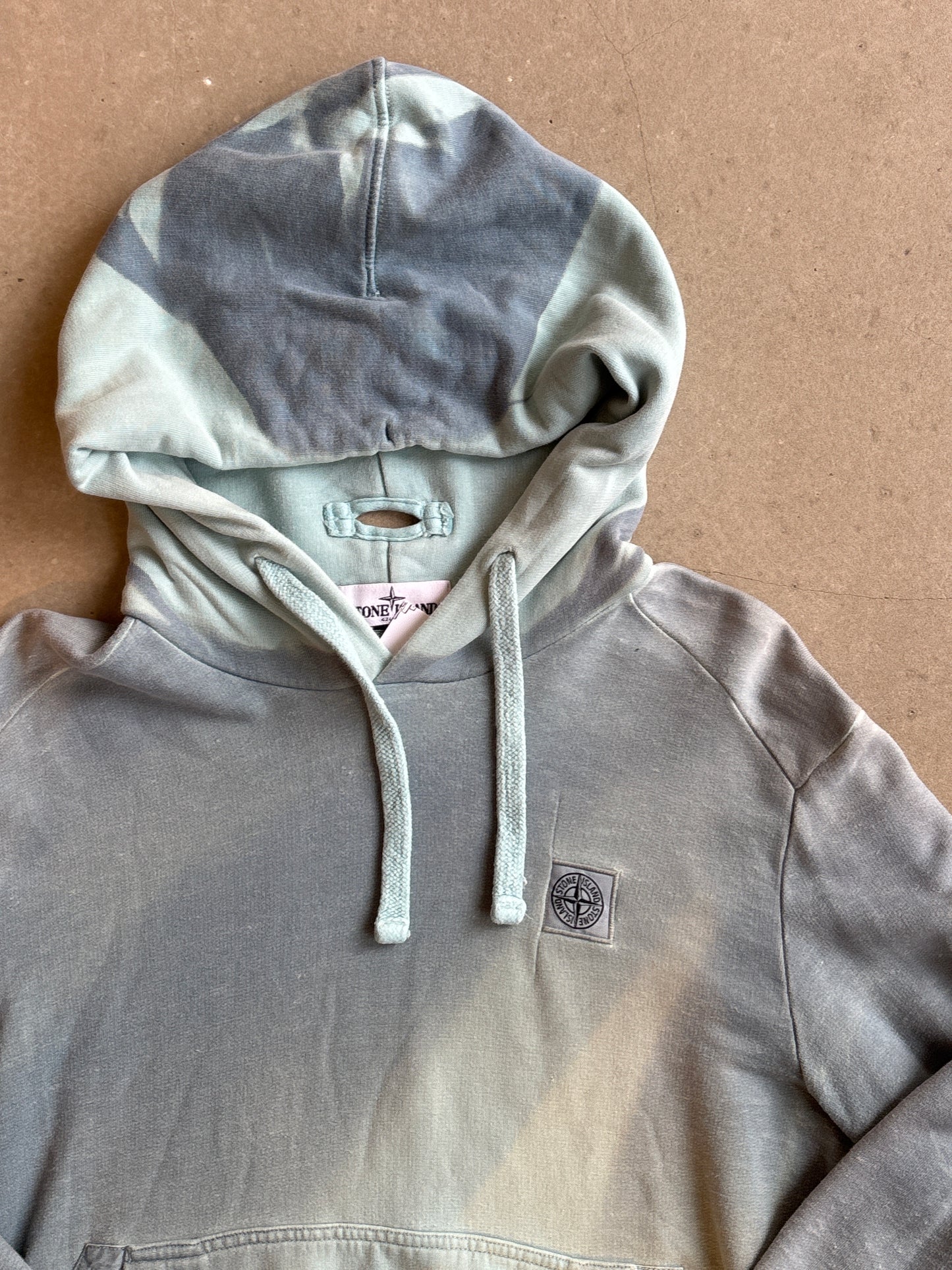 Stone Island Faded Logo Patch Hoodie Blue M