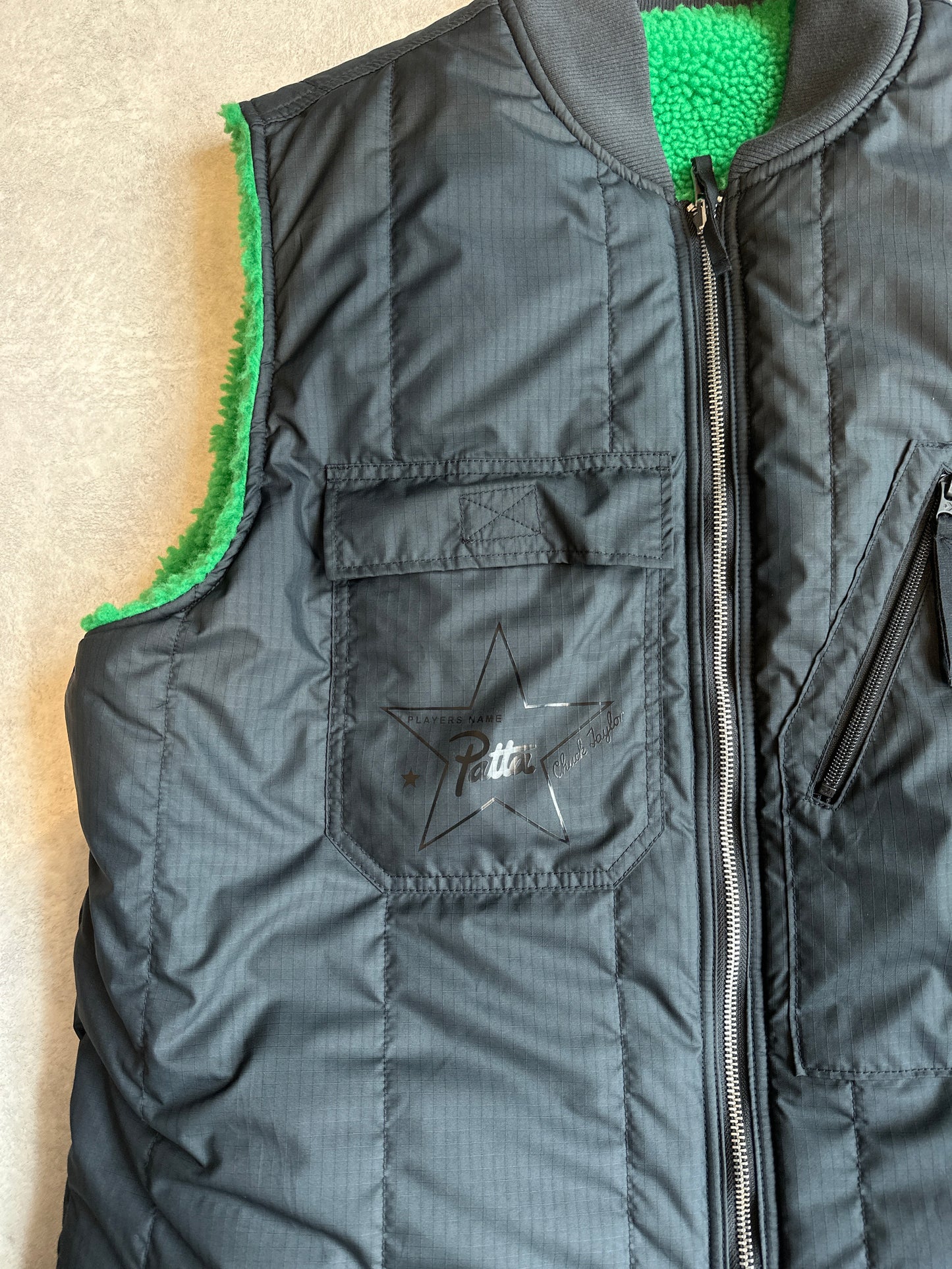 Patta X Converse Bodywarmer Black/ Green Nylon Fleece Size XL