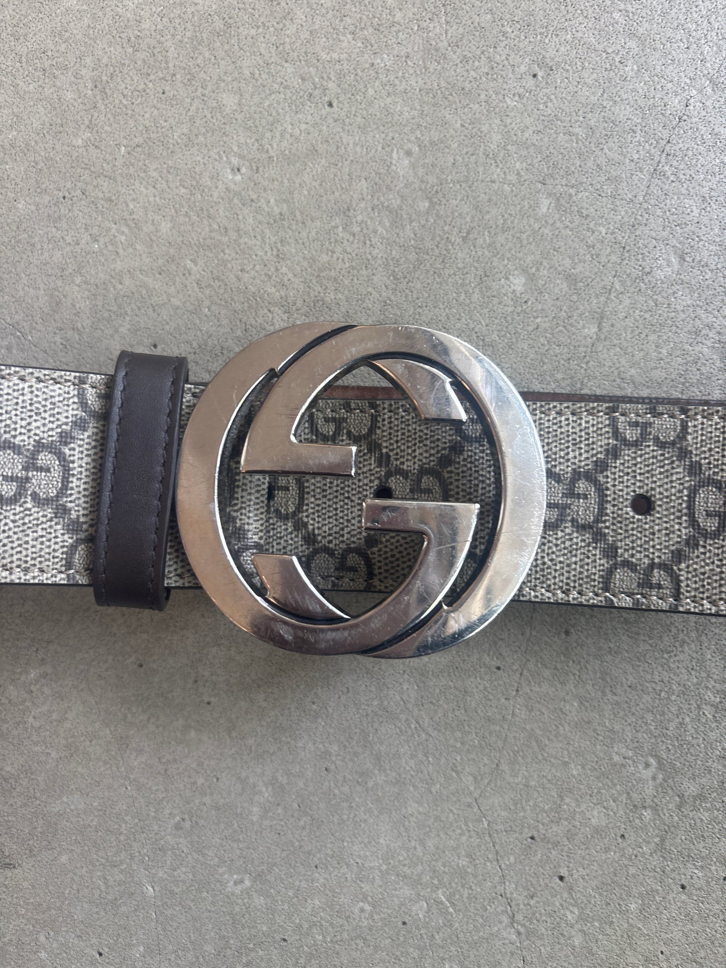 Gucci GG Supreme belt with G buckle Sz 90