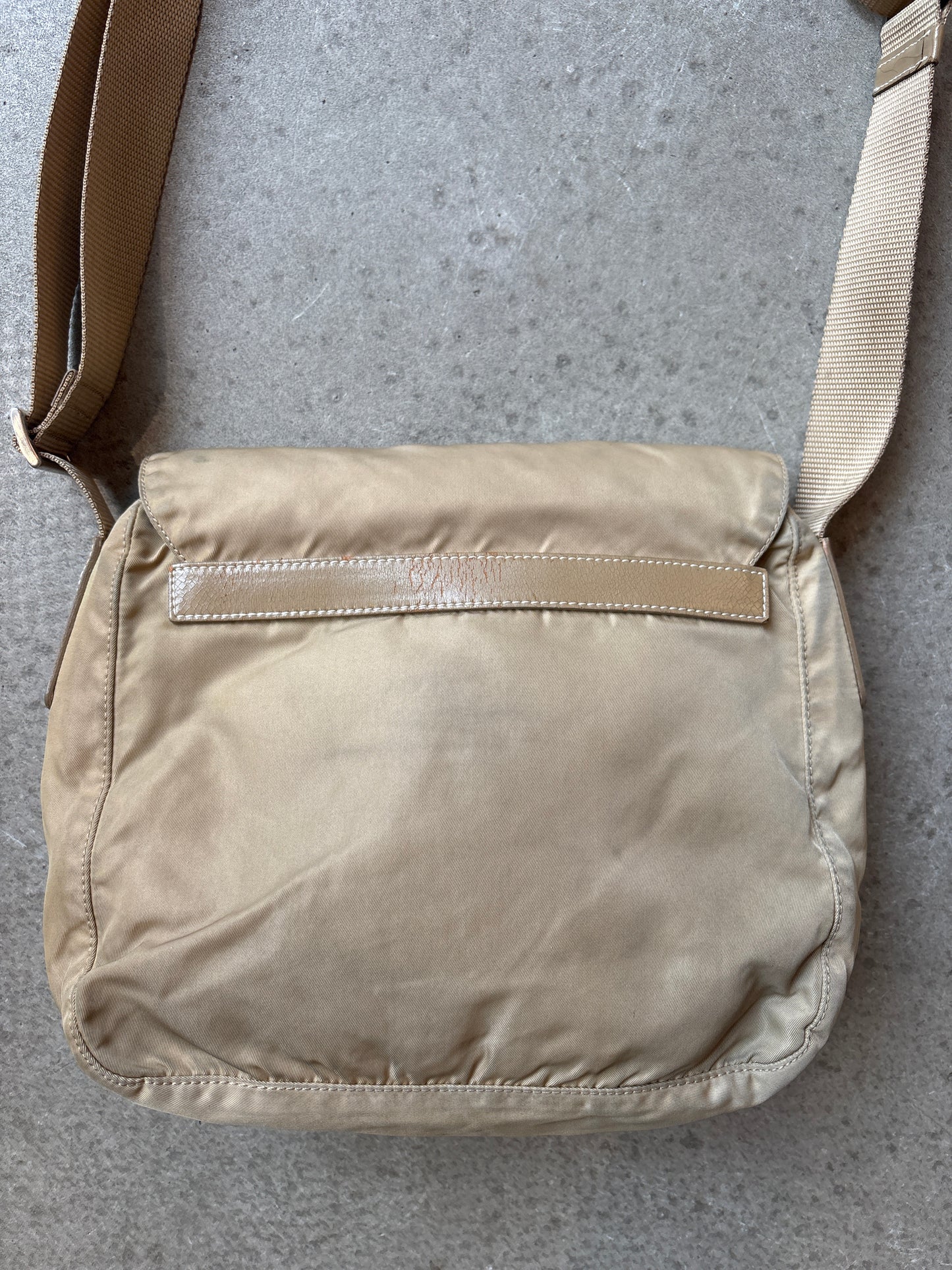 Prada Nylon Single Strap Messenger Bag Cream