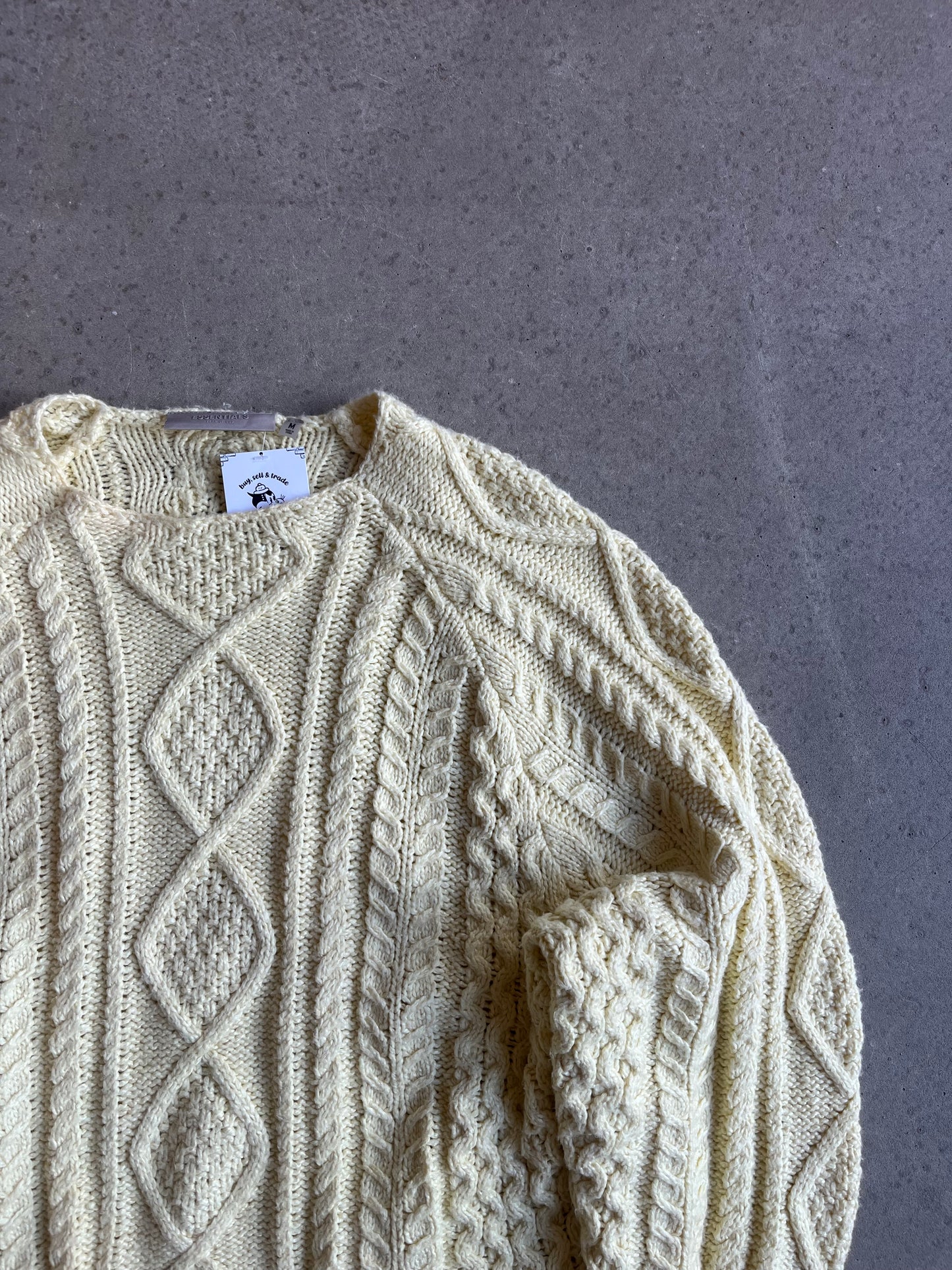 Fear Of God Essentials Cable Knit Sweater Yellow Medium
