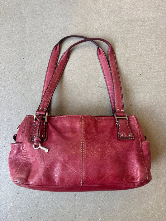 Fossil red Leather Bag