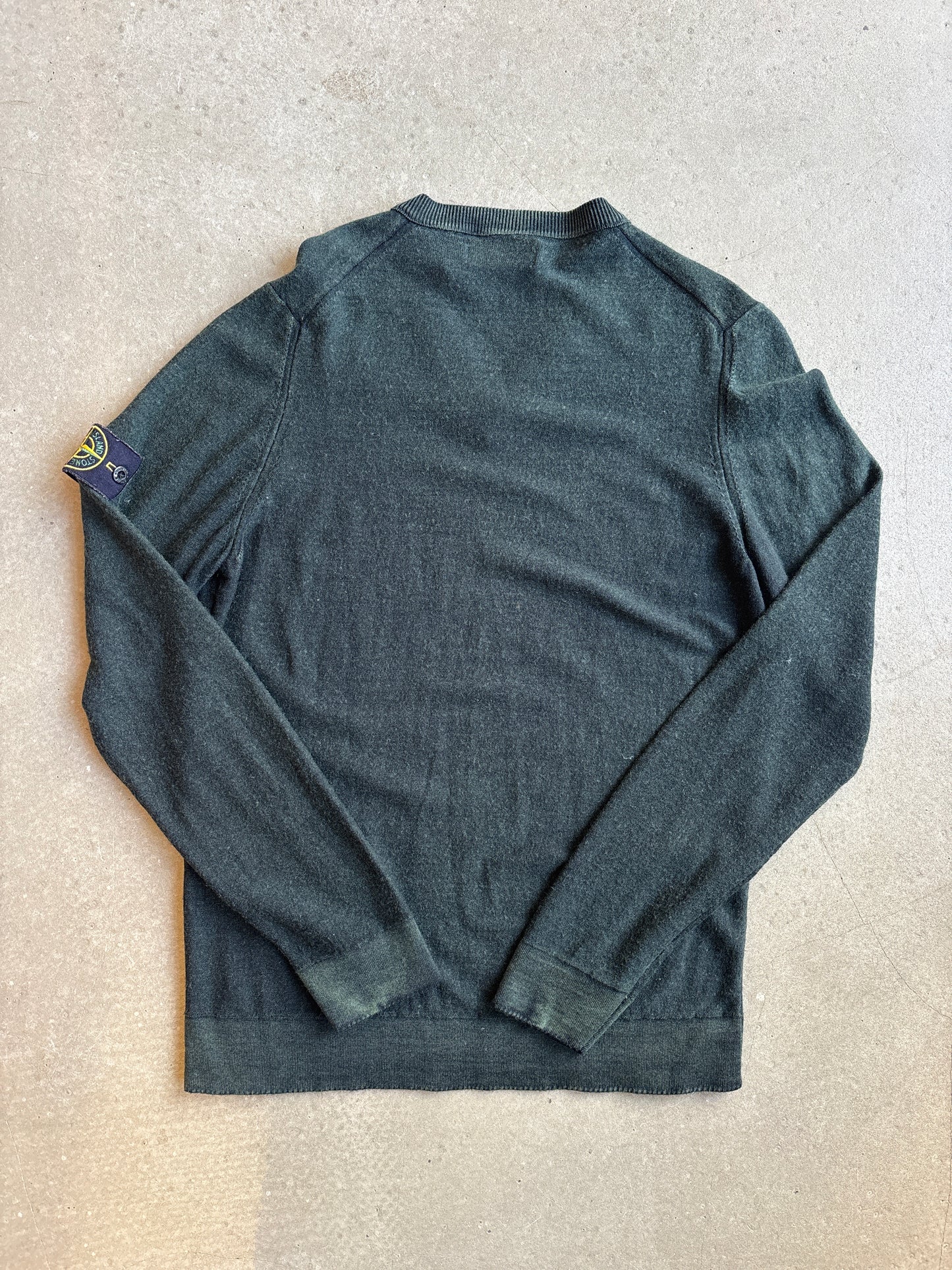 Stone Island Dyed Lana Wool Sweater Green Medium