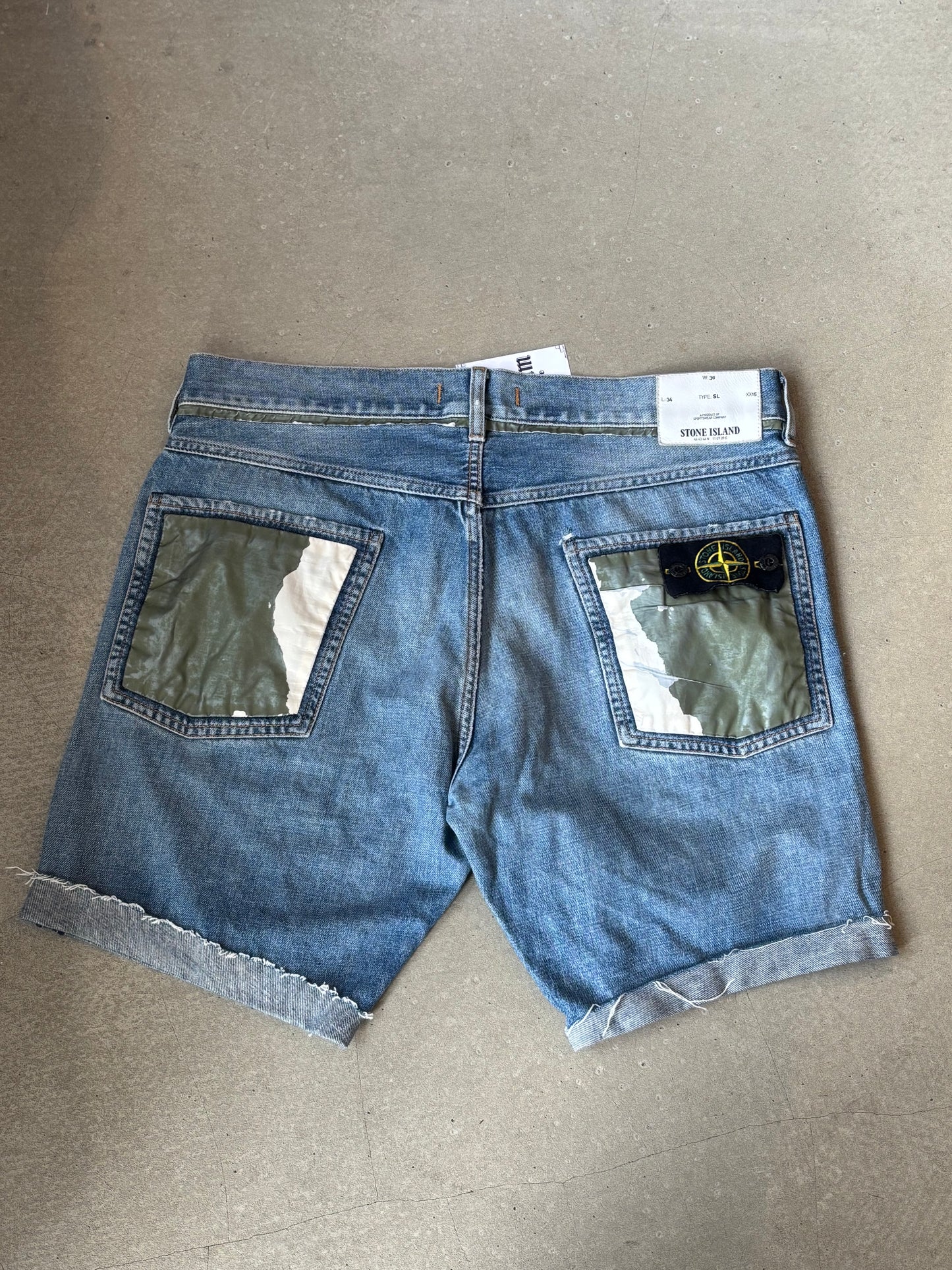 Vintage Stone Island Cut Off Jeans Denim Shorts 36