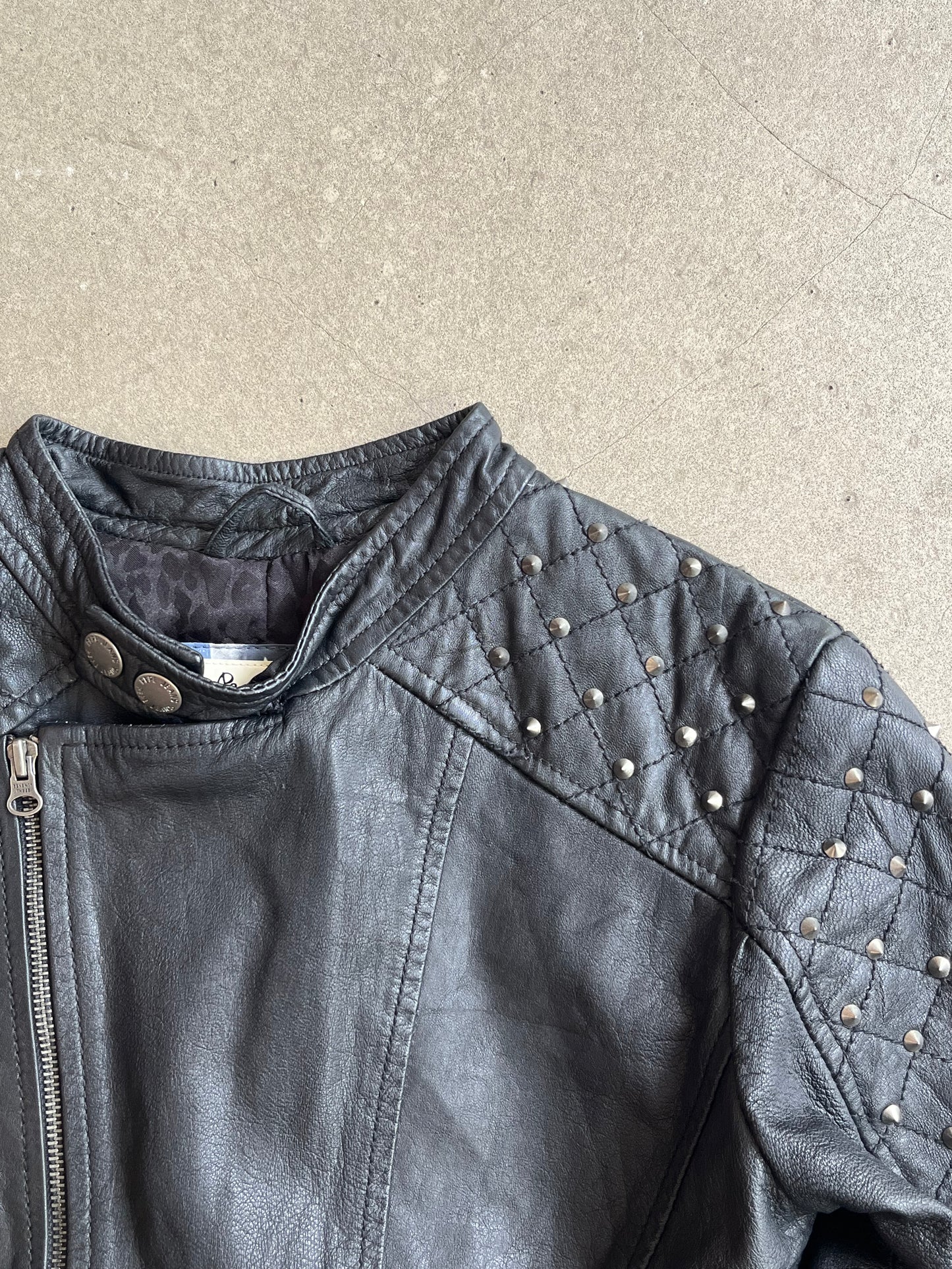 Pepe Jeans Leather Spiked Jacket Black XS