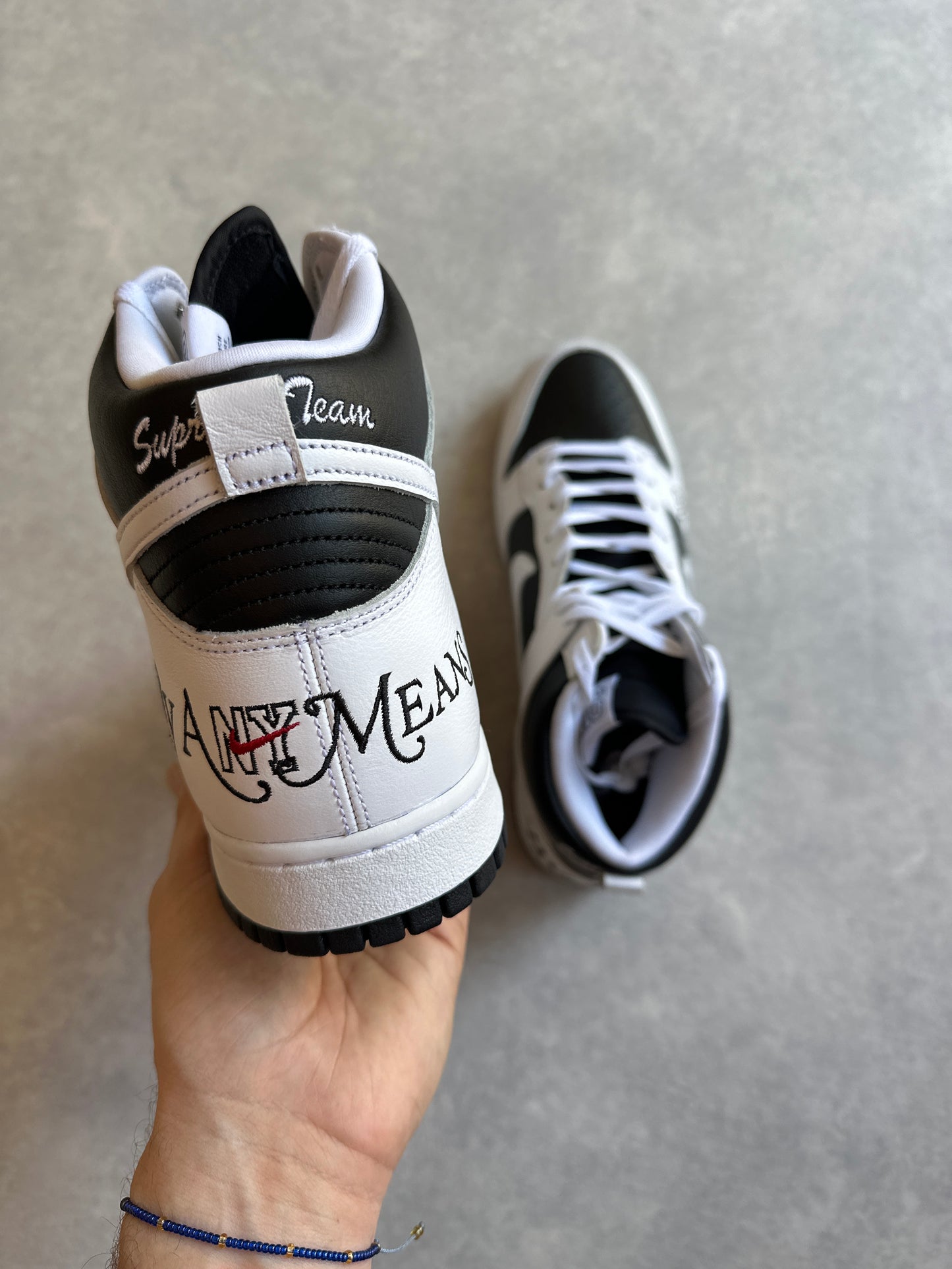 Nike x Supreme Dunk High SB By Any Means 46 Black / White