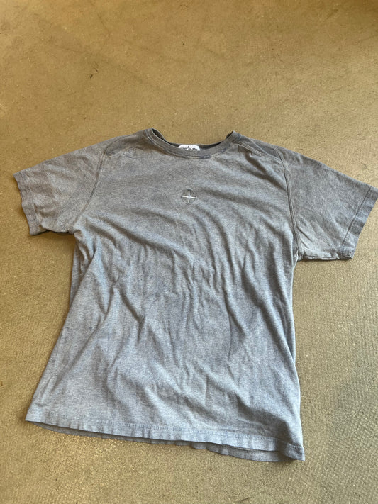 Stone Island Embroided Logo Tee Grey XXL