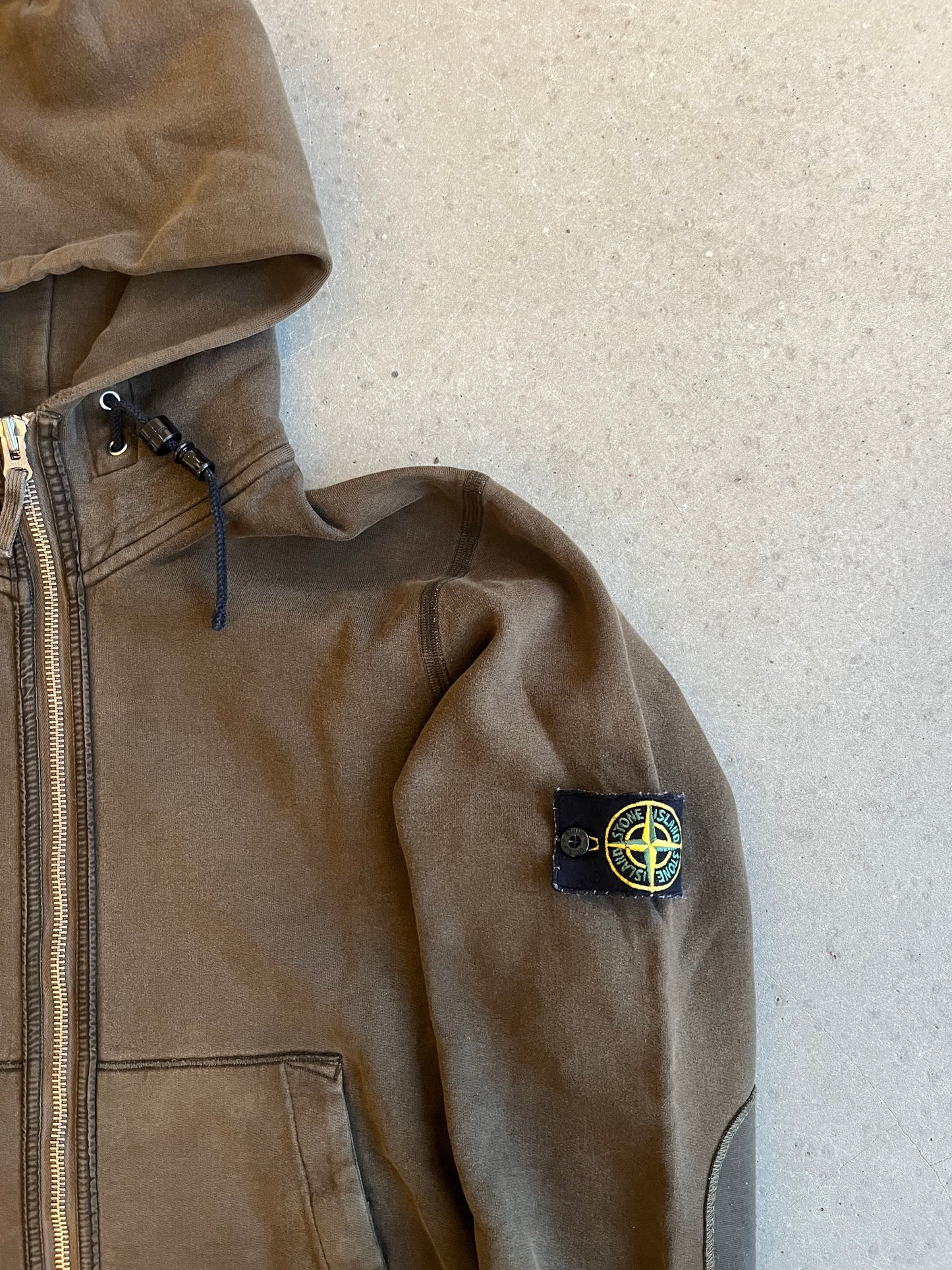 Vintage Stone Island Zip Up Hoodie Khaki XL