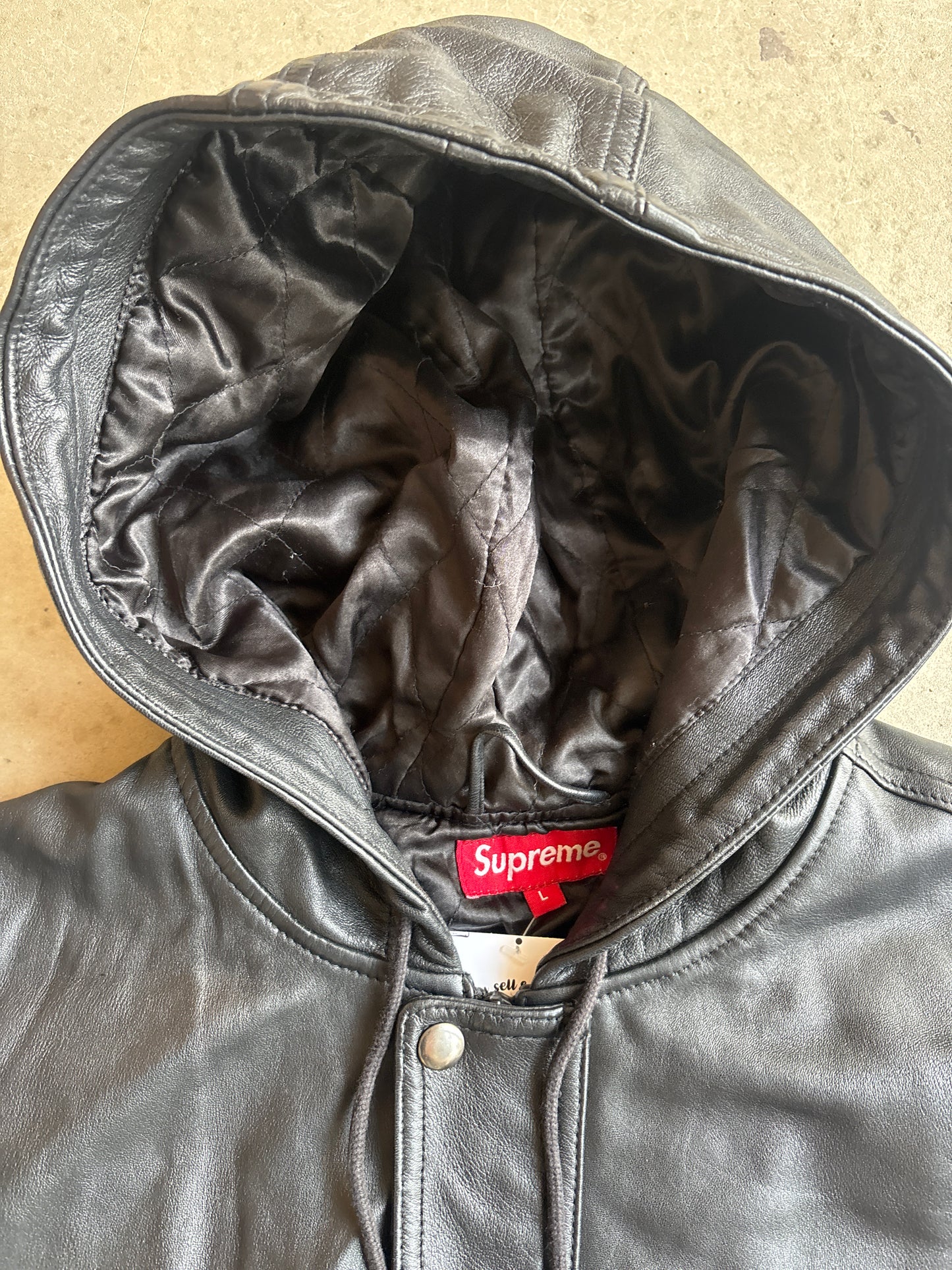 Supreme 2014 Leather Hooded Parka Black Large