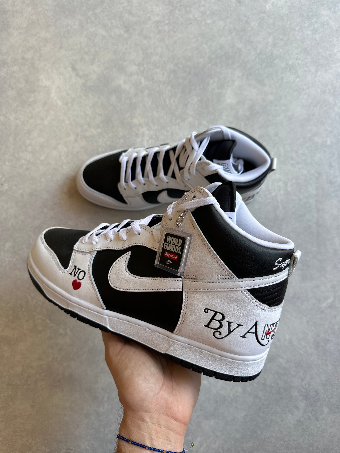 Nike x Supreme Dunk High SB By Any Means 46 Black / White