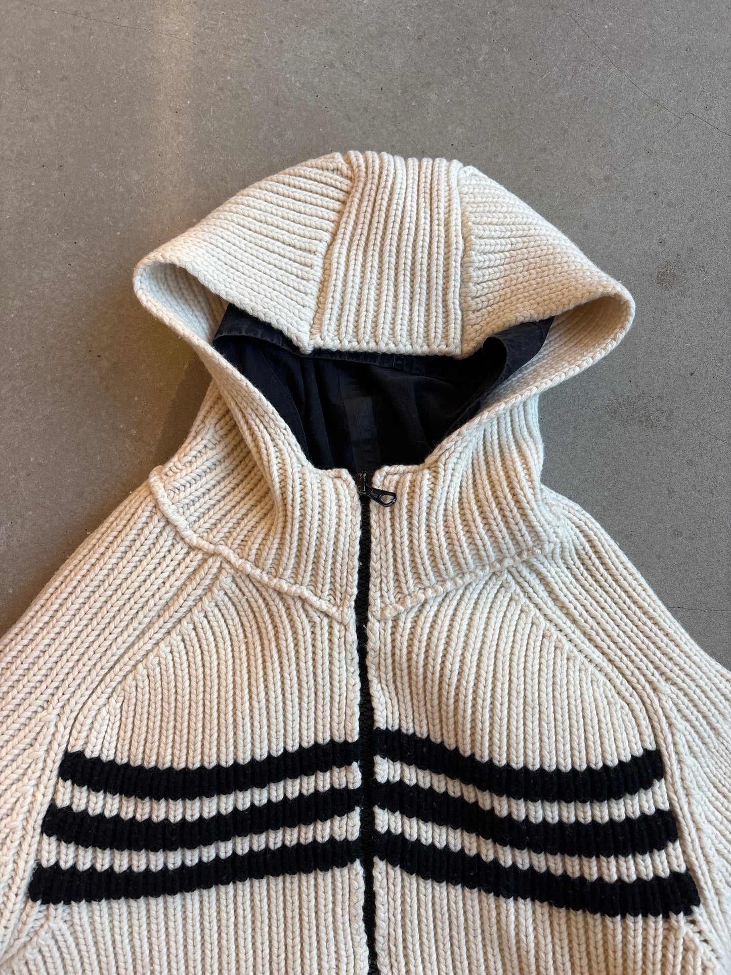 Vintage Stone Island Heavy Embroidered Lined Knit White XL