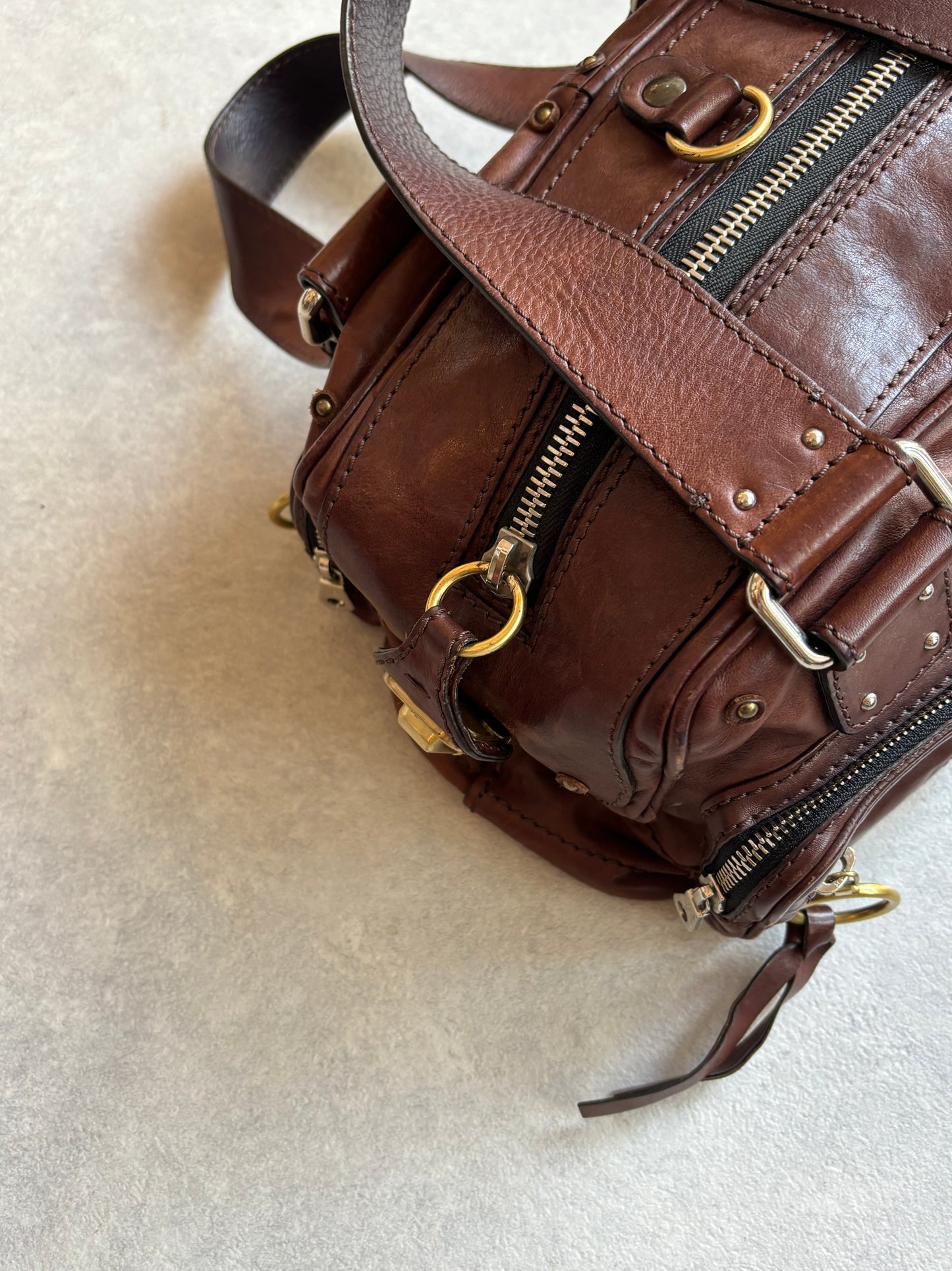 Chloé Paddington Padlock Handbag Brown Leather