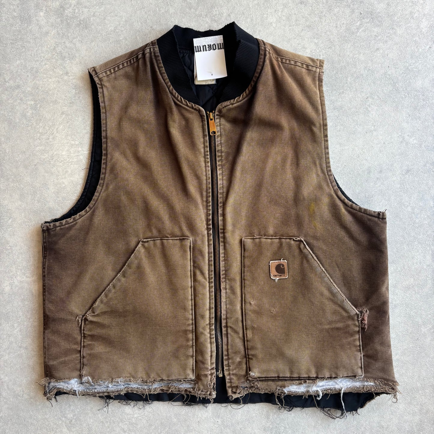 Vintage Distressed Made In USA Carhartt Vest Brown XL