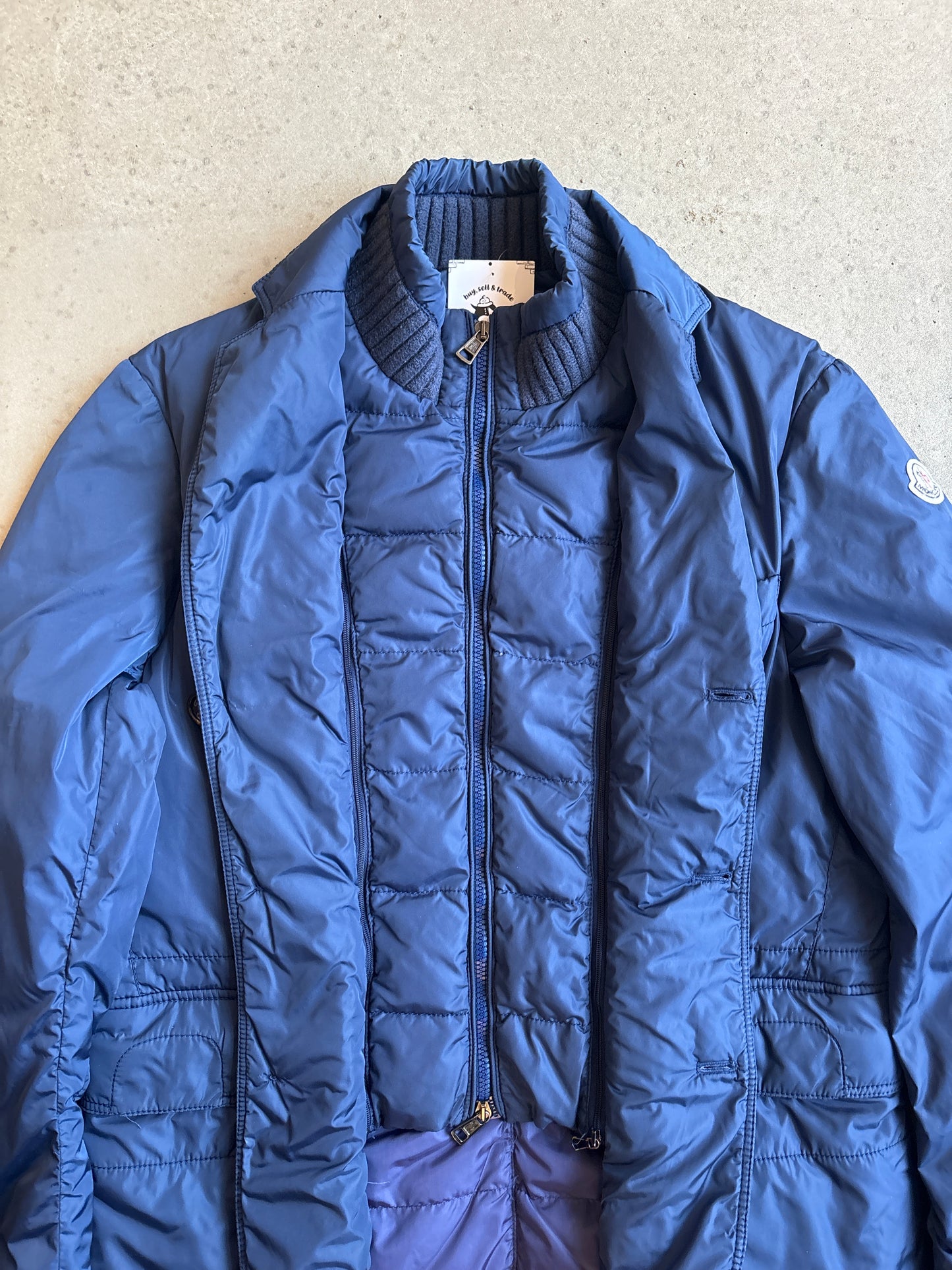Moncler Hybrid Blazer Down Jacket Removable Collar Blue S
