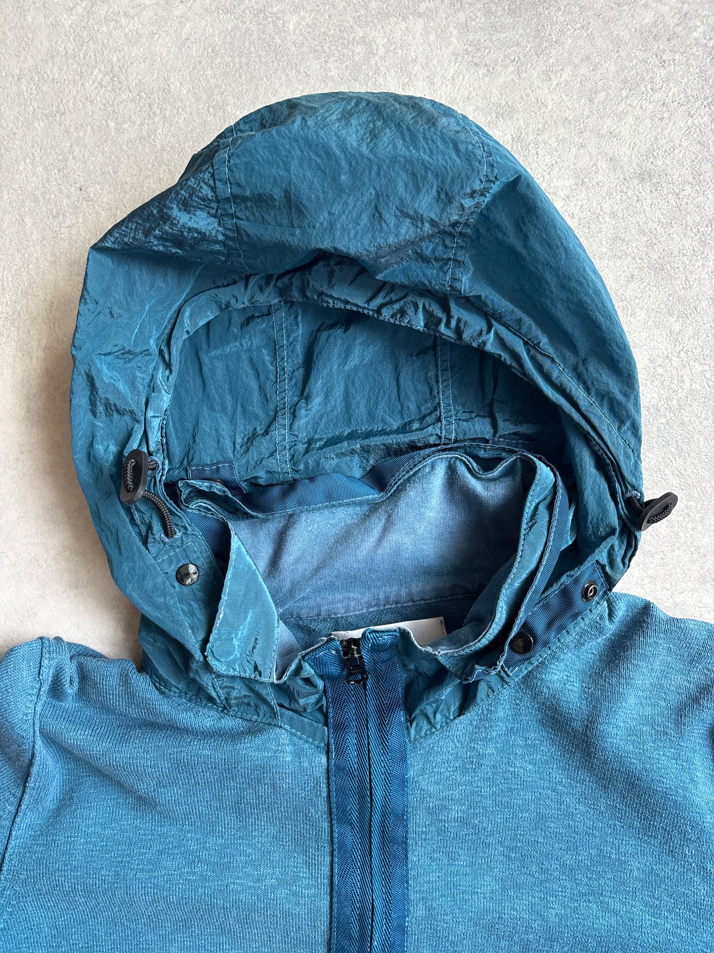 Stone Island Zip Up Garment Dyed Hoodie L