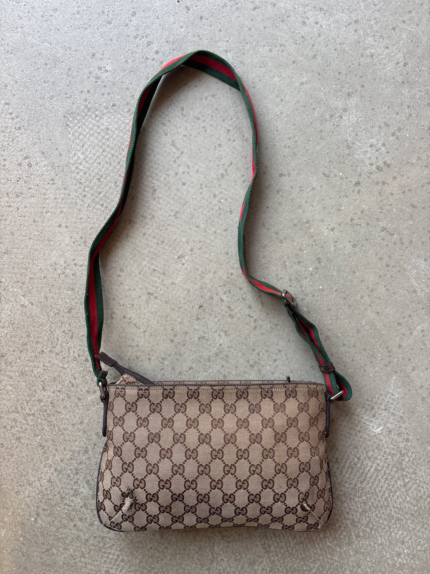 Gucci Monogram Sherry Line Cross Body Bag Brown
