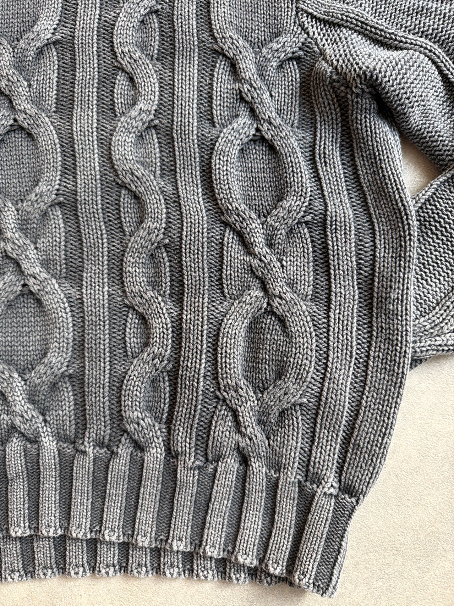 Patta Cable Knitted Cold Dye Jumper Titanium Grey  L
