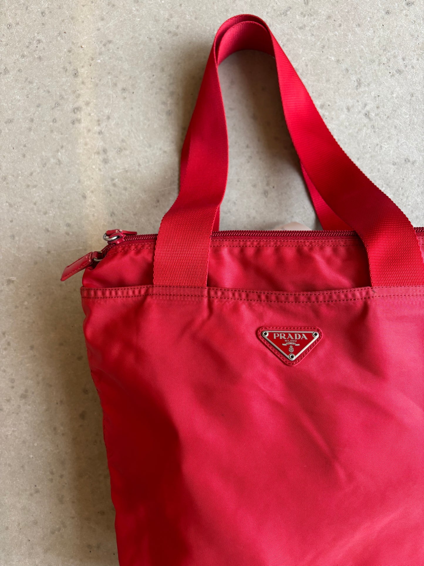 Prada Nylon Tote Bag Red