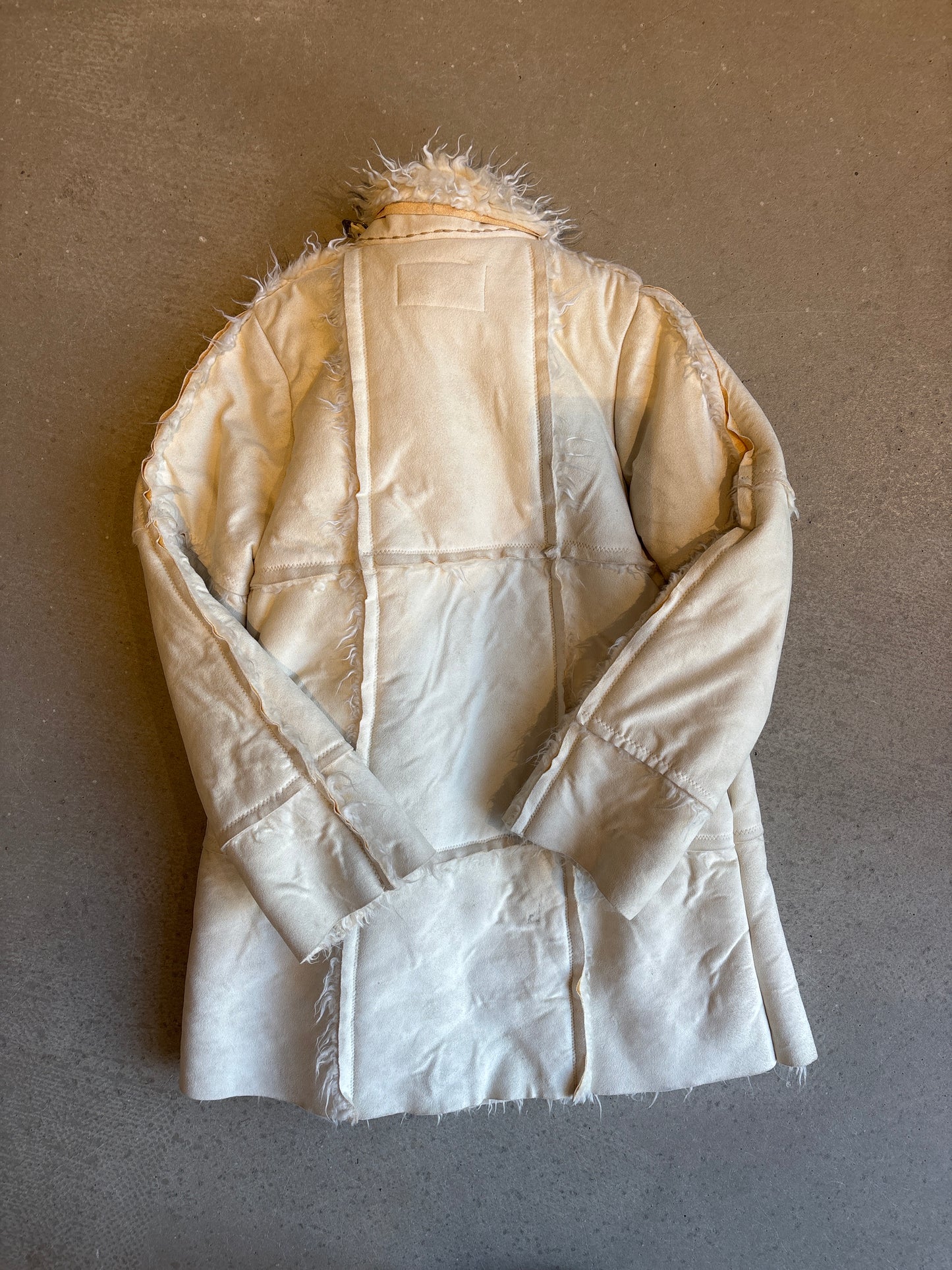 DKNY Faux Fur Coat White M