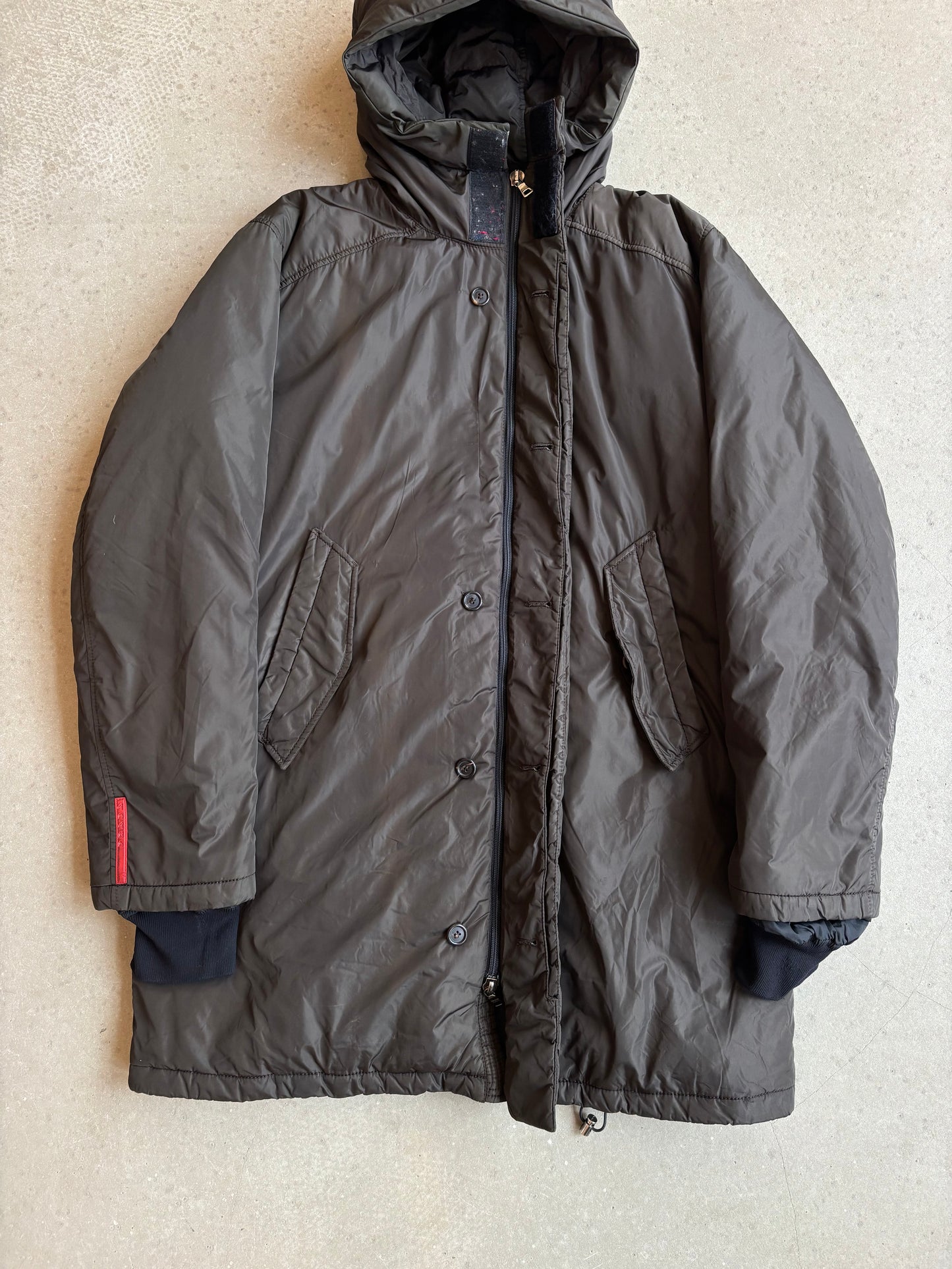 Prada Nylon Parka Jacket Brown Size L