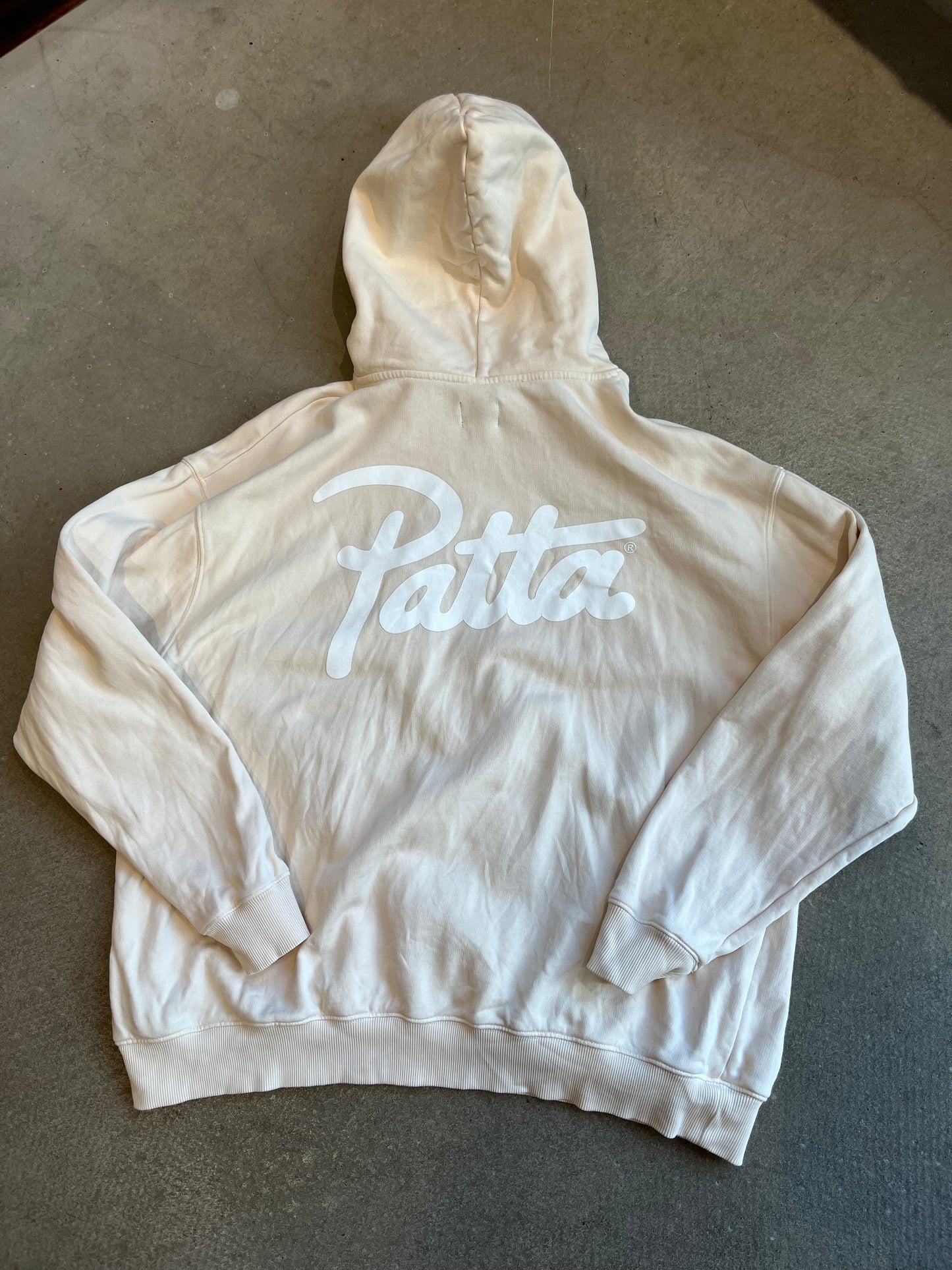 Patta Beige Script Logo Hoodie M
