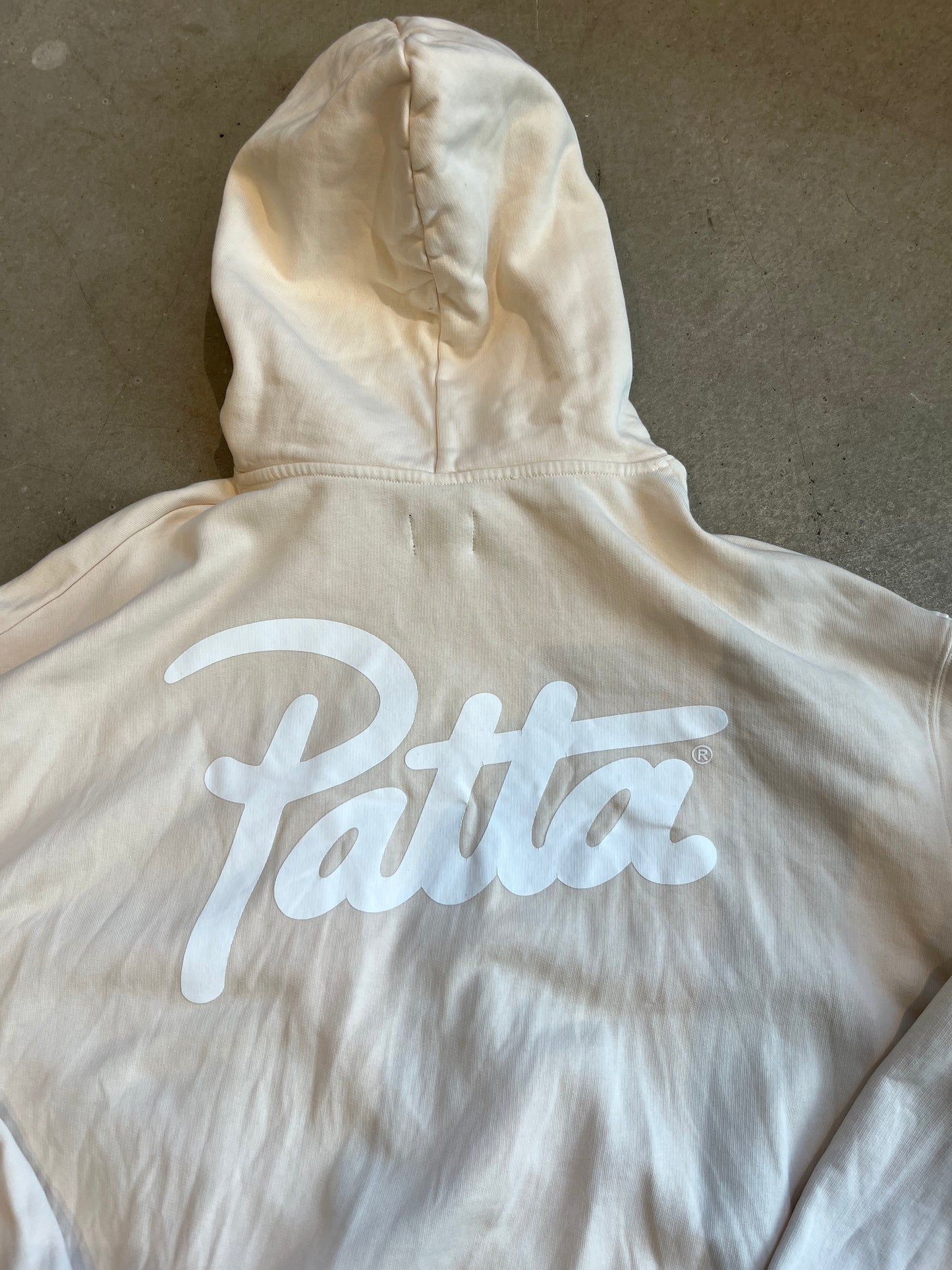 Patta Beige Script Logo Hoodie M
